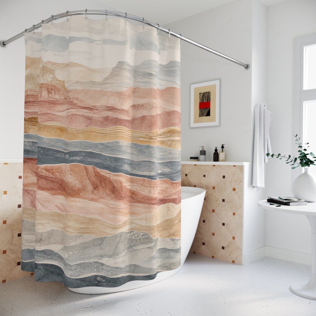 Layered Canyon Landscape Shower Curtain