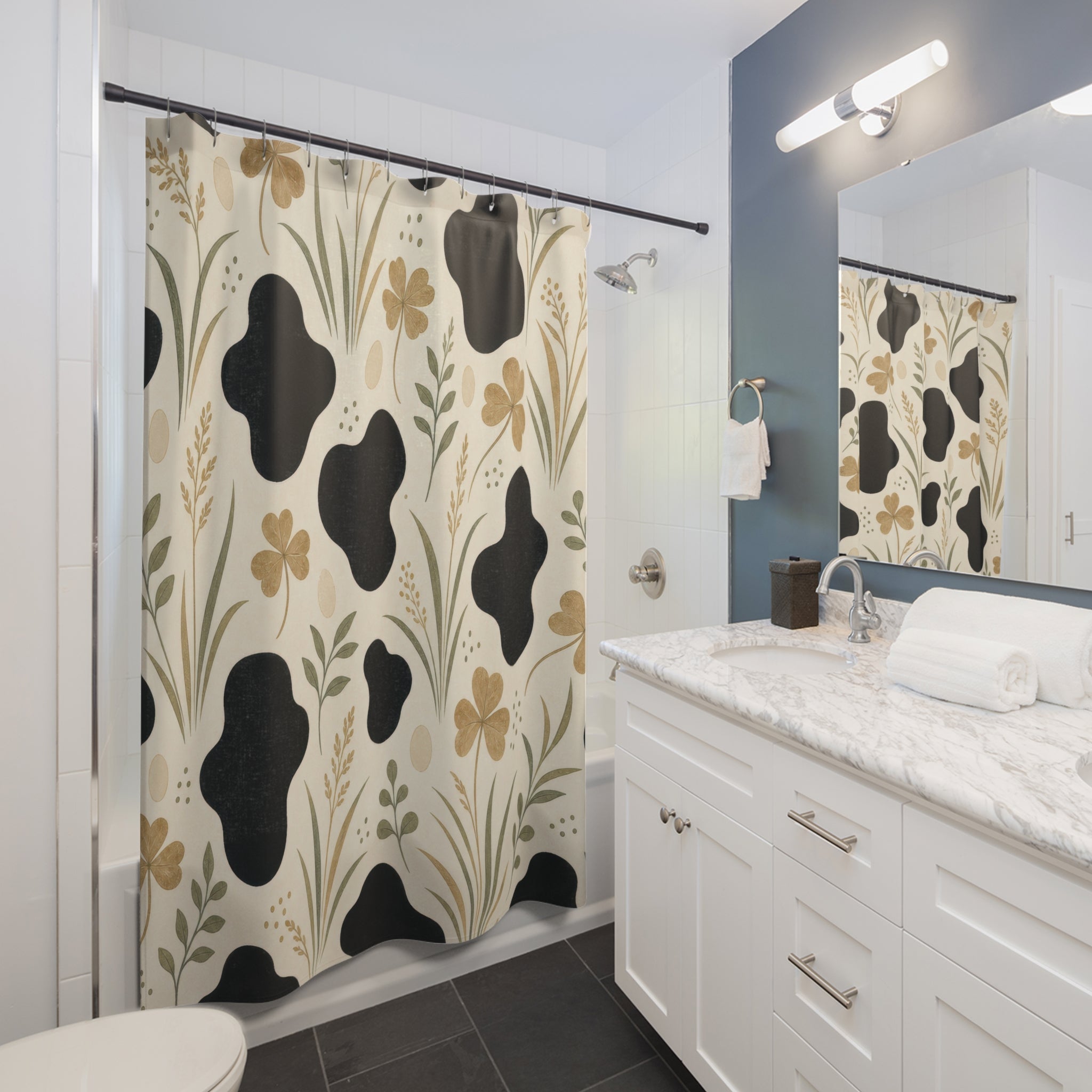 Cow Print Farmhouse Shower Curtain: Cow Print Shower Curtain