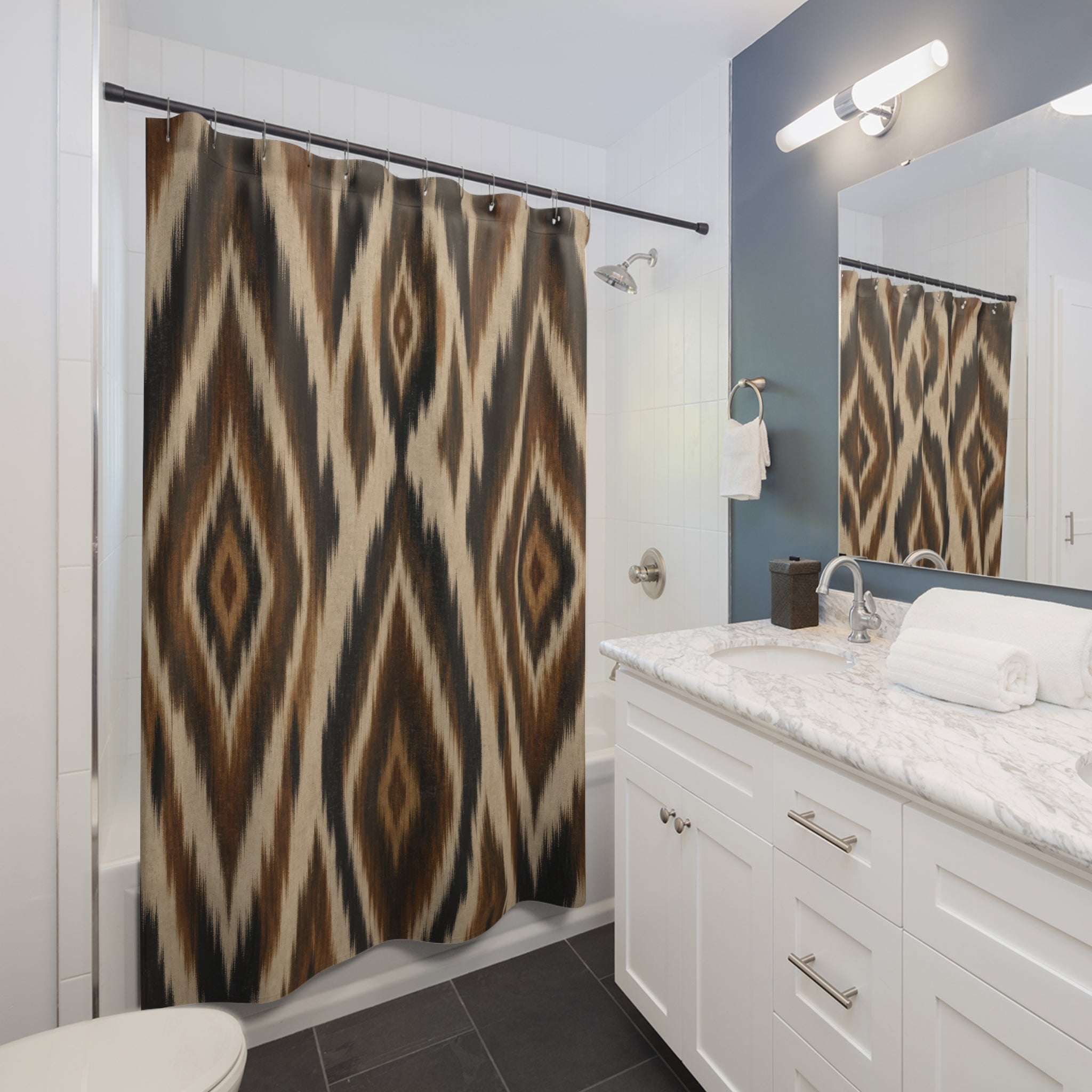 Black Brown Diamond Shower Curtain