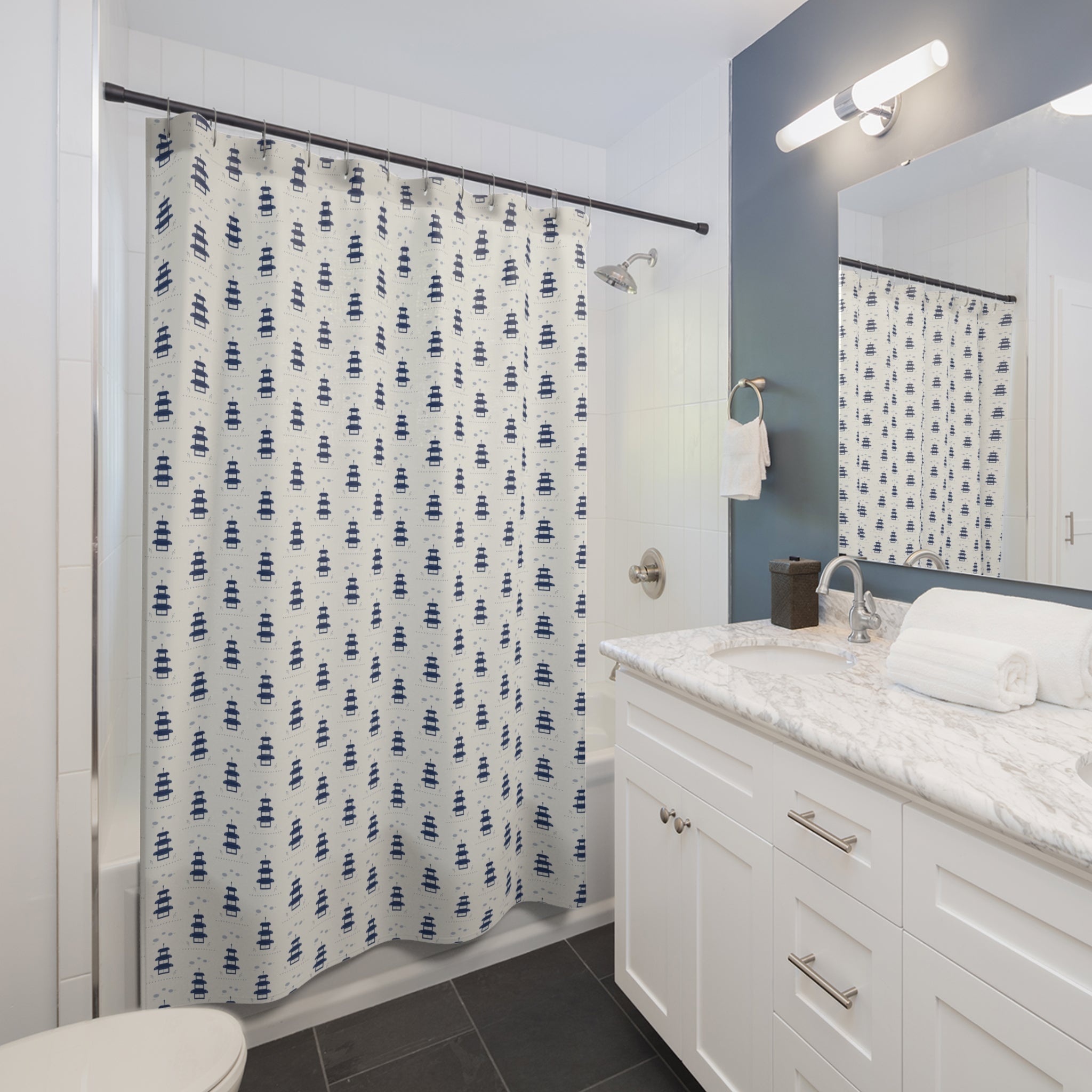 Blue & White Pagoda Shower Curtain – Chinoiserie