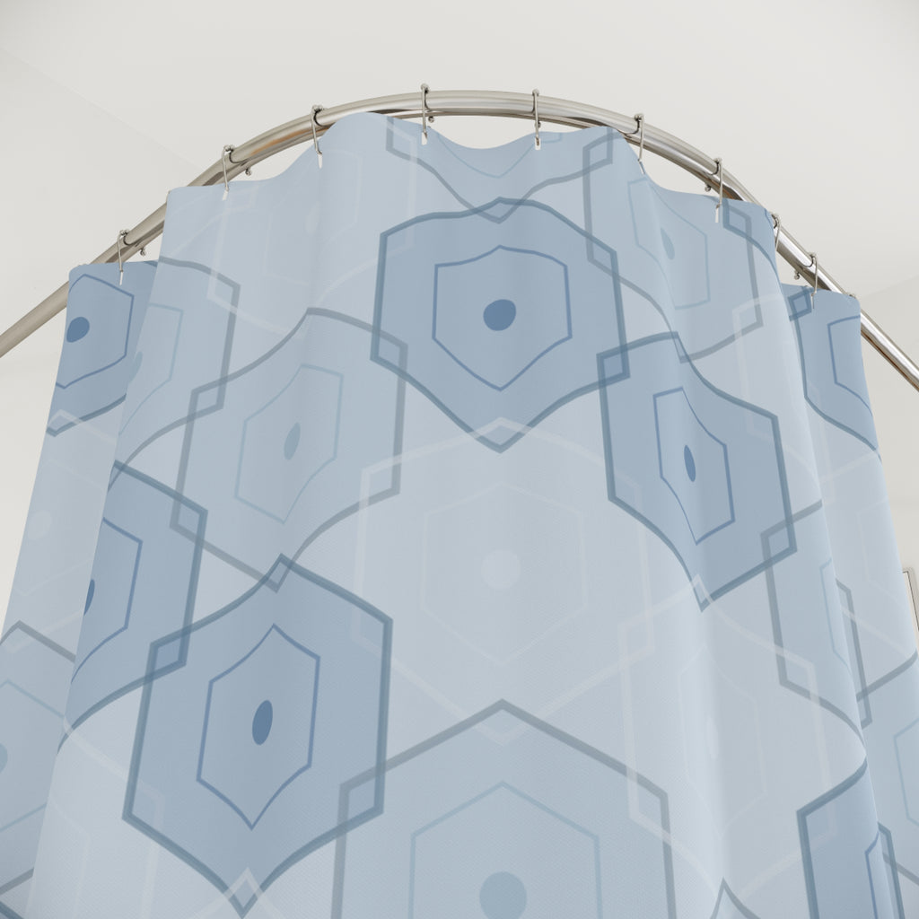 Blue and Grey Hexagon Shower Curtain