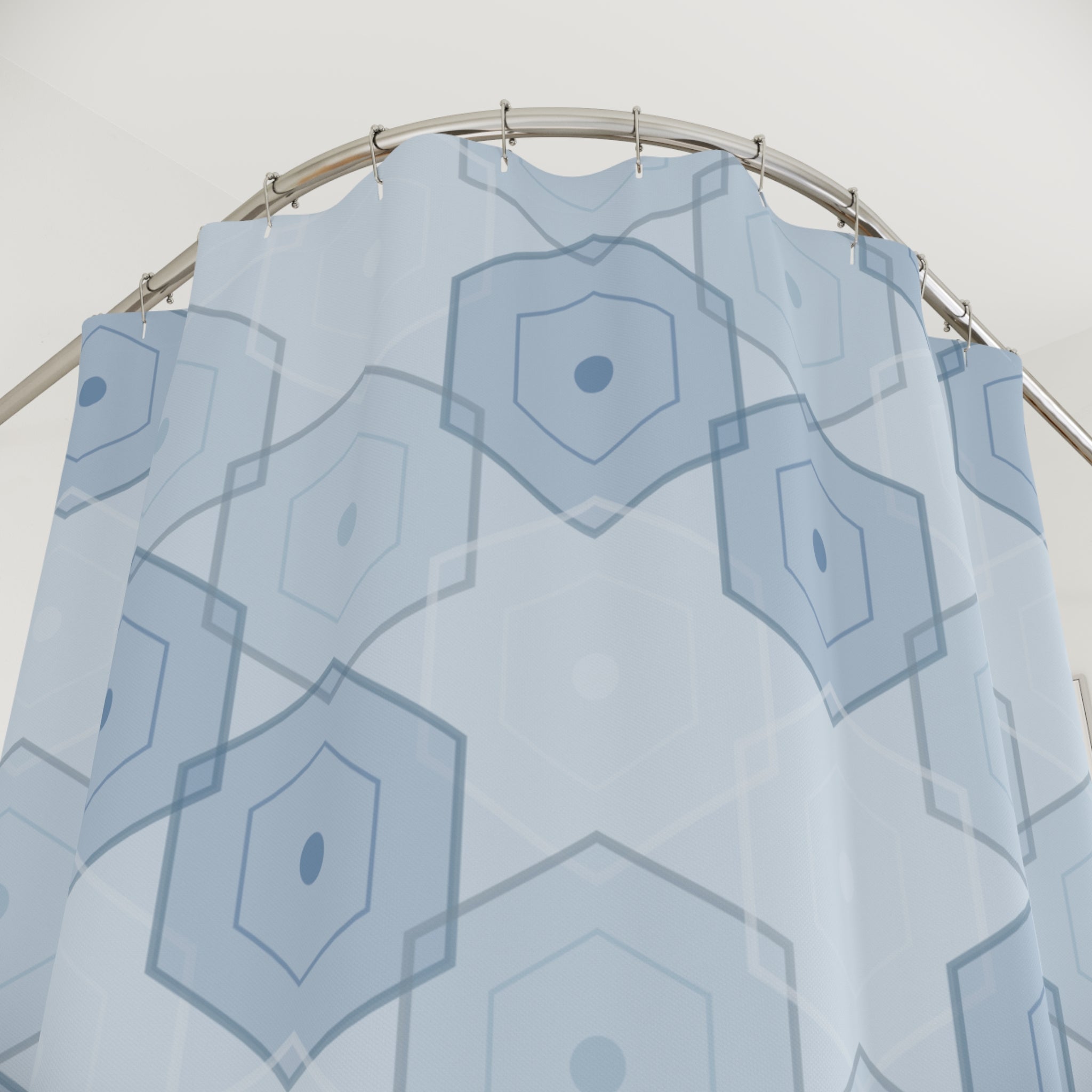 Blue and Grey Hexagon Shower Curtain