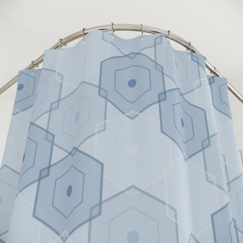 Blue and Grey Hexagon Shower Curtain