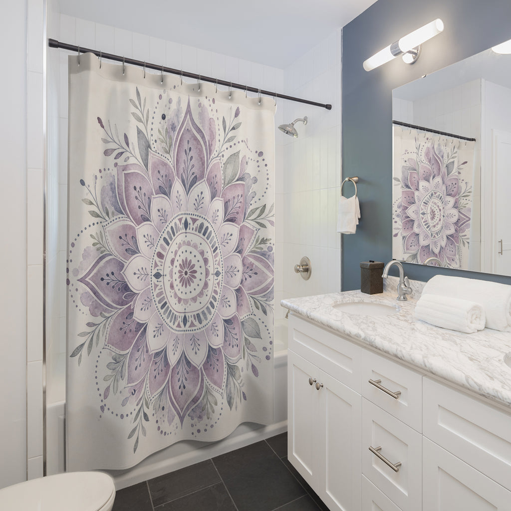 Lavender Floral Medallion Shower Curtain