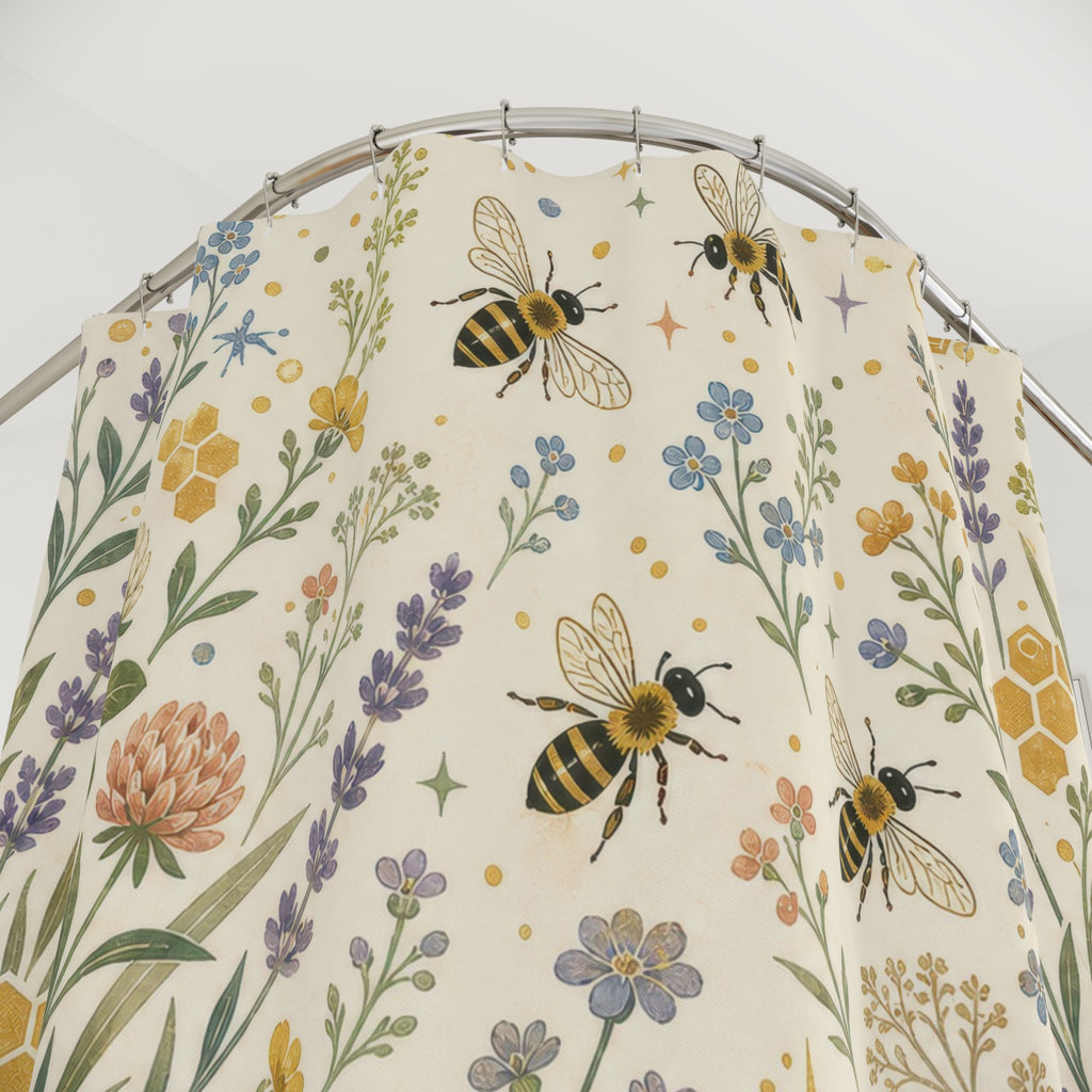 Bee Wildflower Botanical Shower Curtain