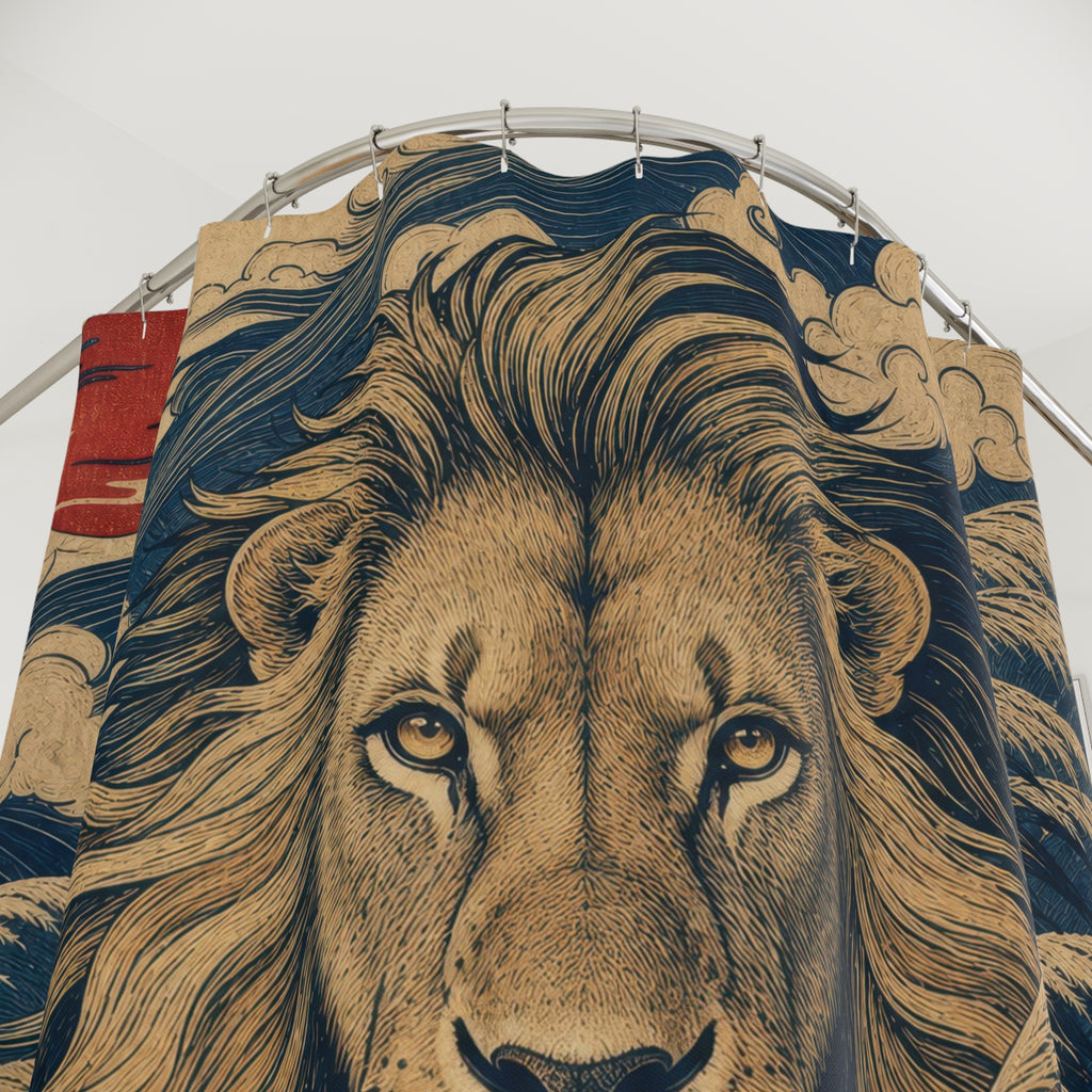 Blue Ocean Wave Animal Portrait Shower Curtain