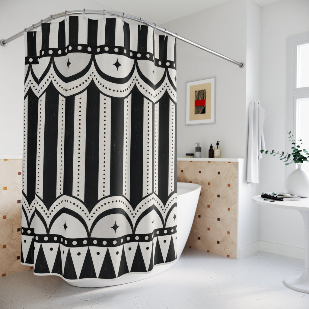 Black White Striped Shower Curtain