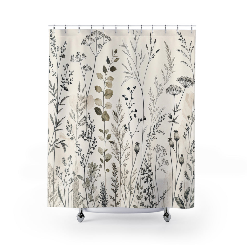 Minimal Wild Stem Shower Curtain