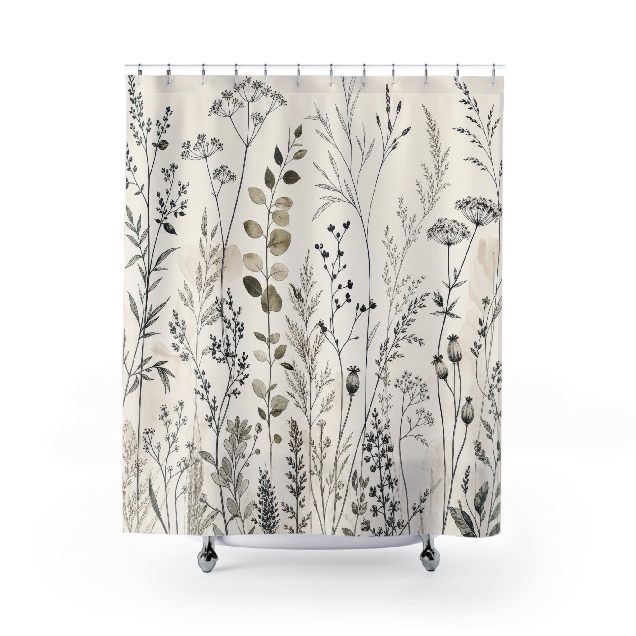 Minimal Wild Stem Shower Curtain