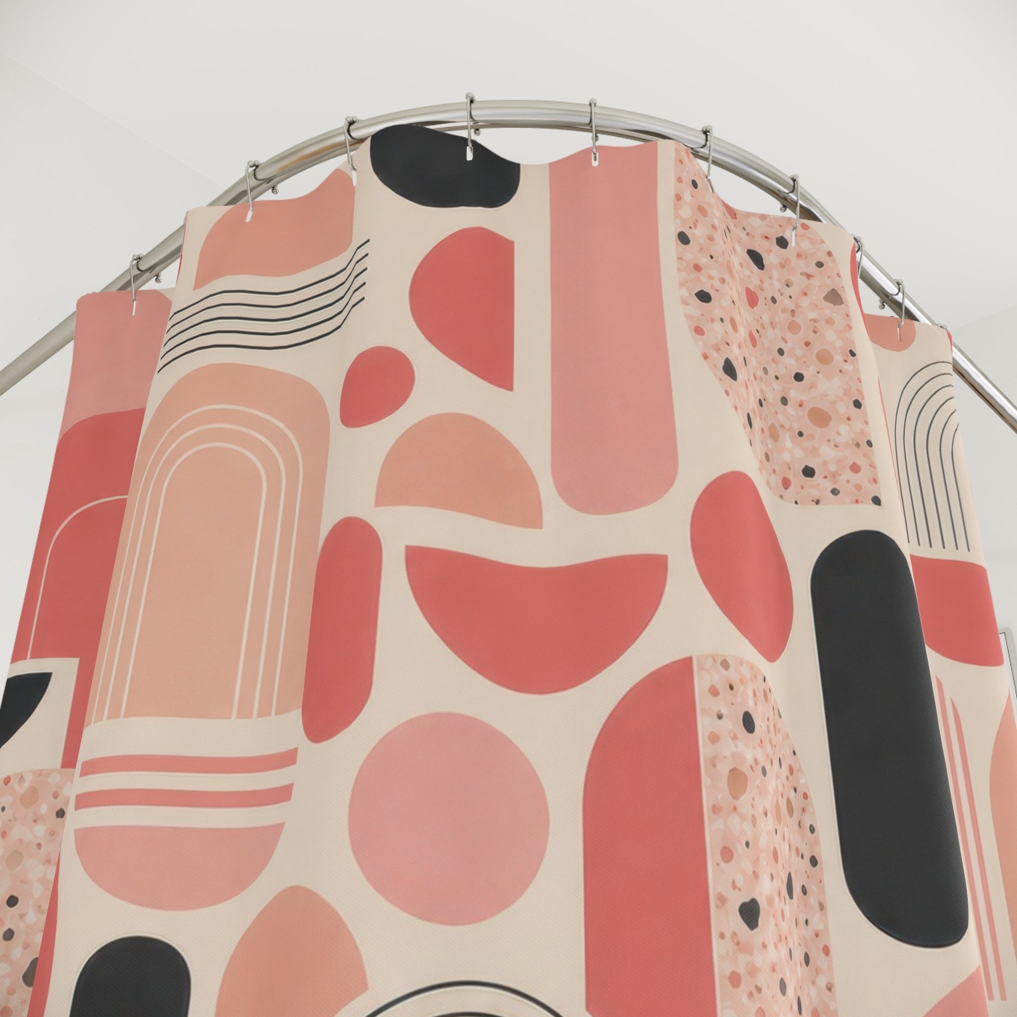Retro Geometric Mid Century Modern Pink Shower Curtain