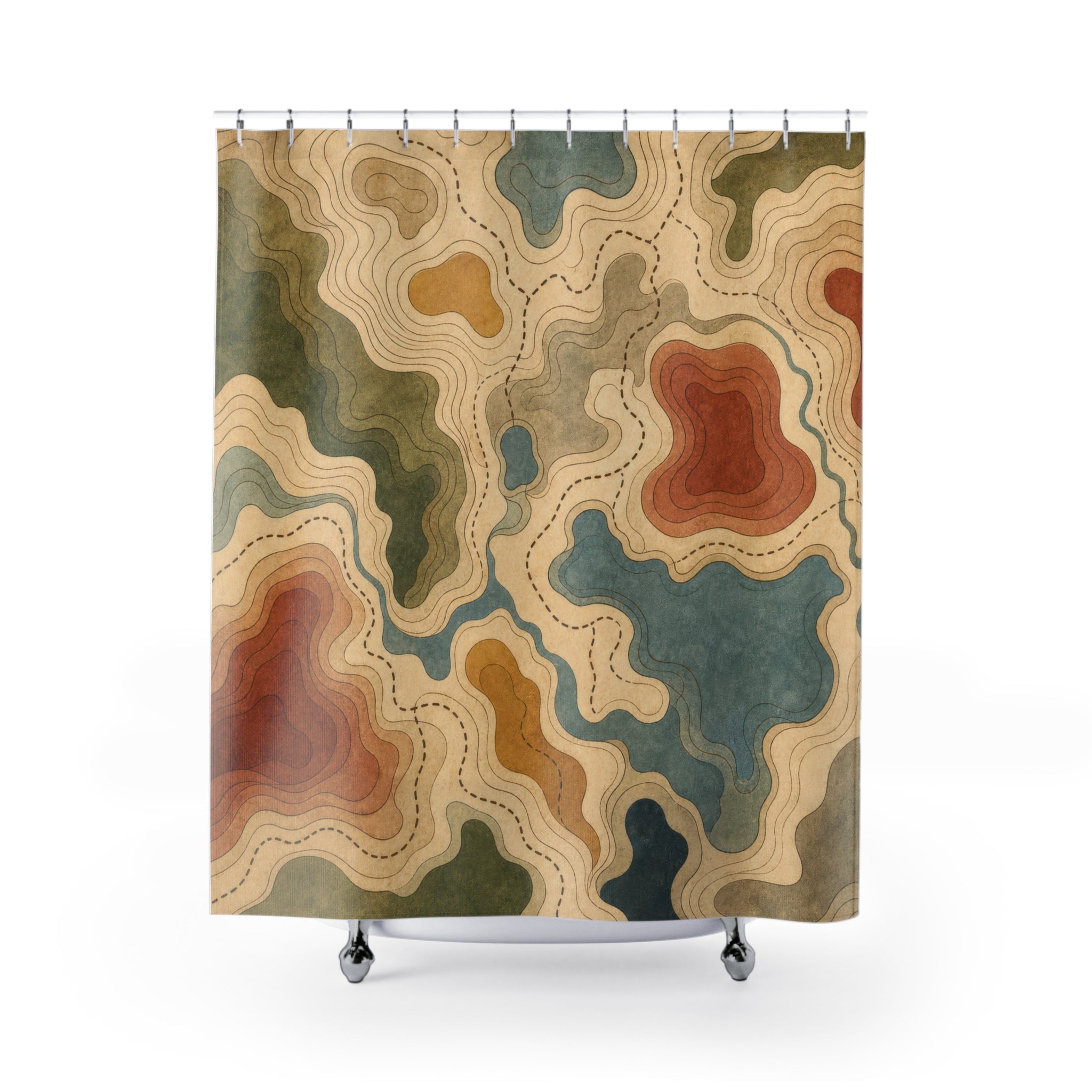 Topographic Map Contour Shower Curtain