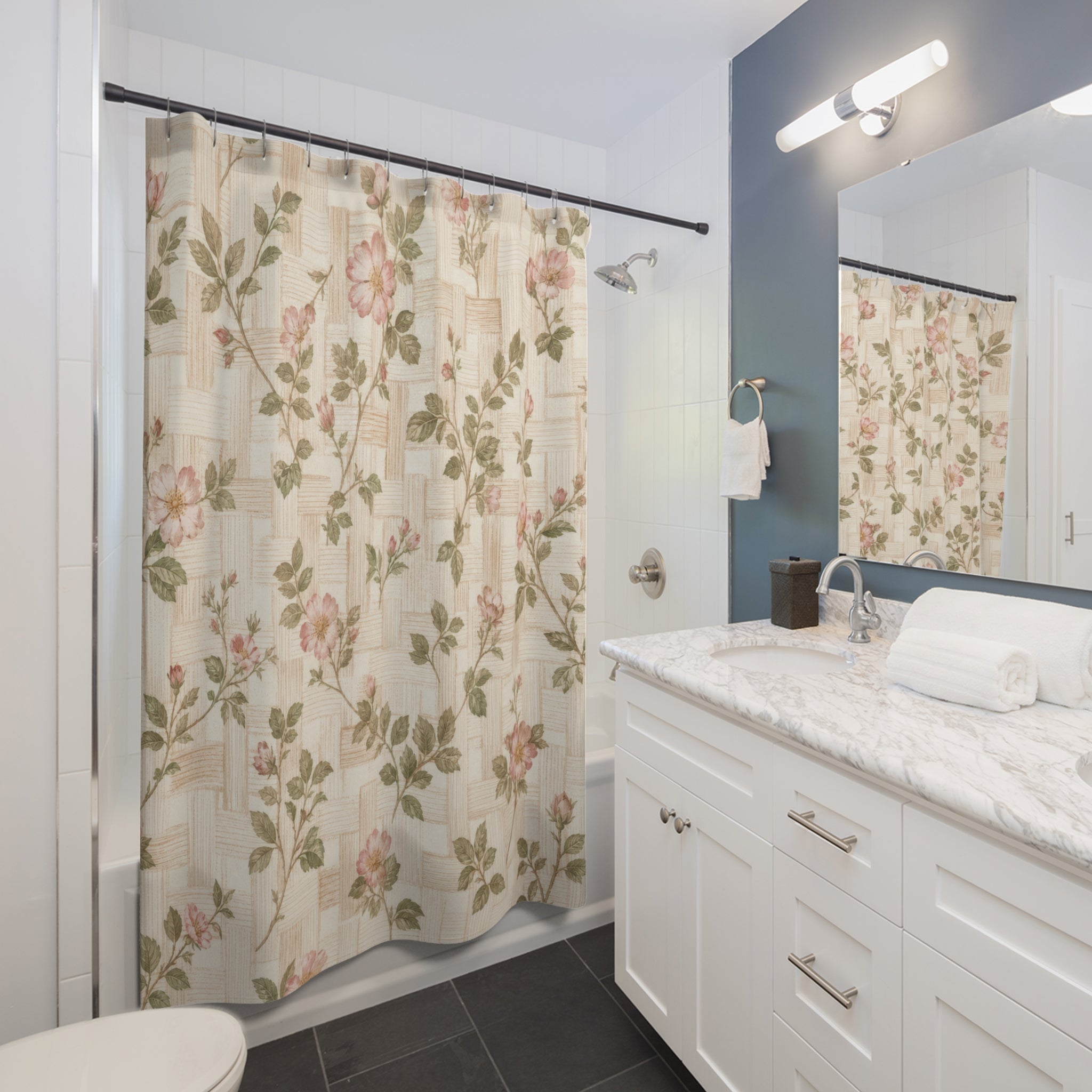 Rose Vine Lattice Shower Curtain