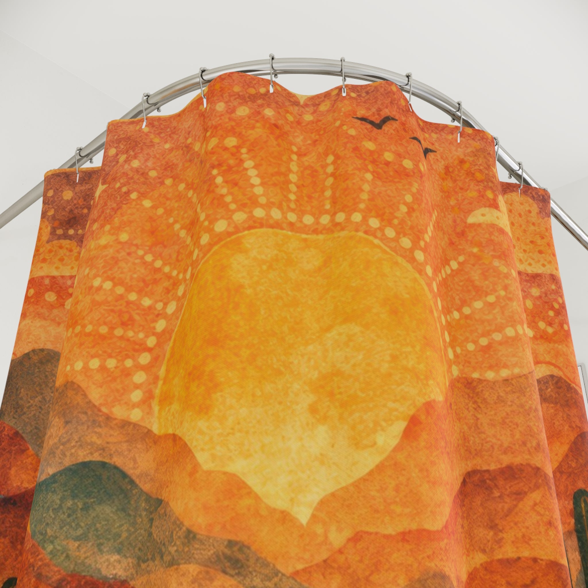 Folk Art Desert Shower Curtain — Terracotta Cactus
