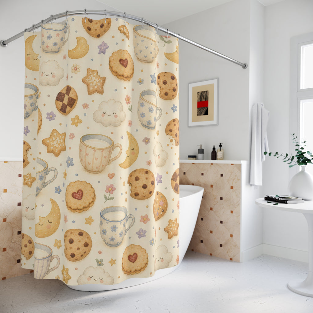 Tea Cookie Moon Cute Shower Curtain