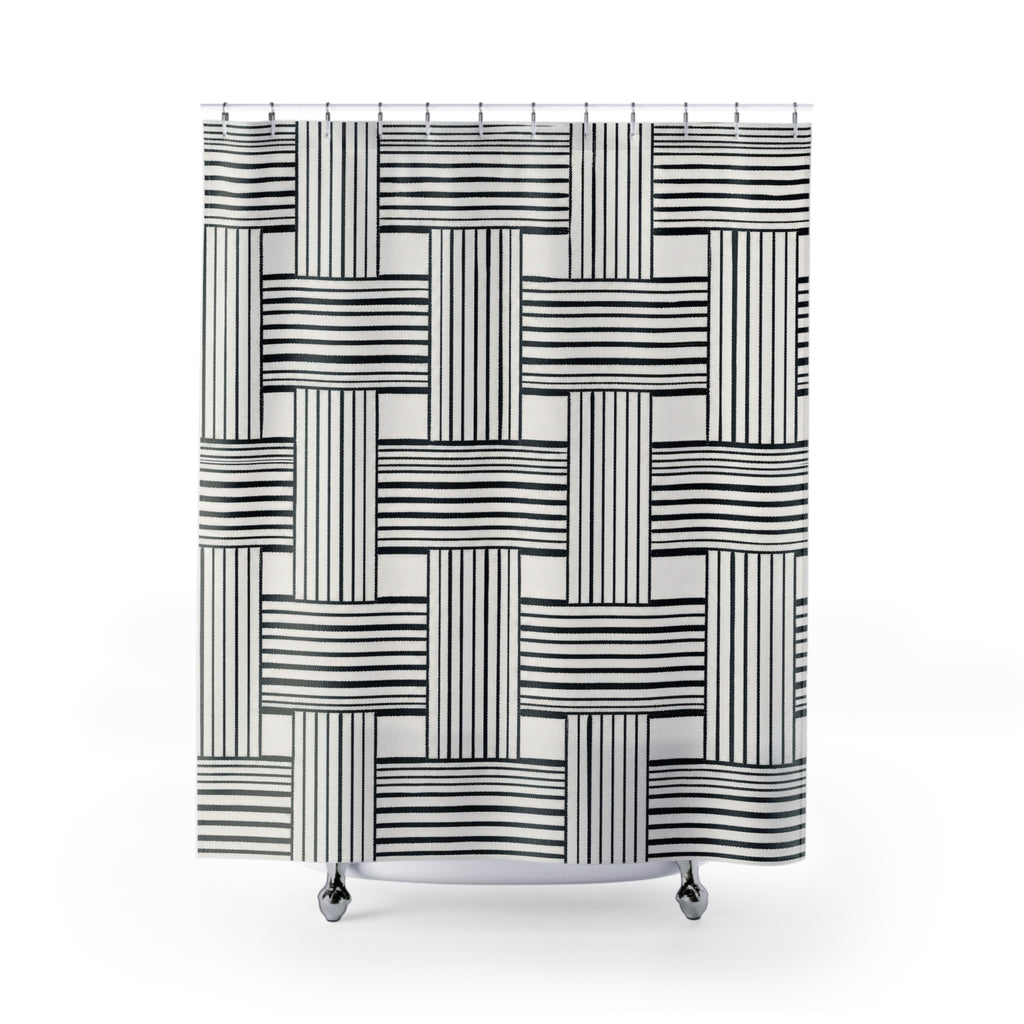 Black White Geometric Shower Curtain