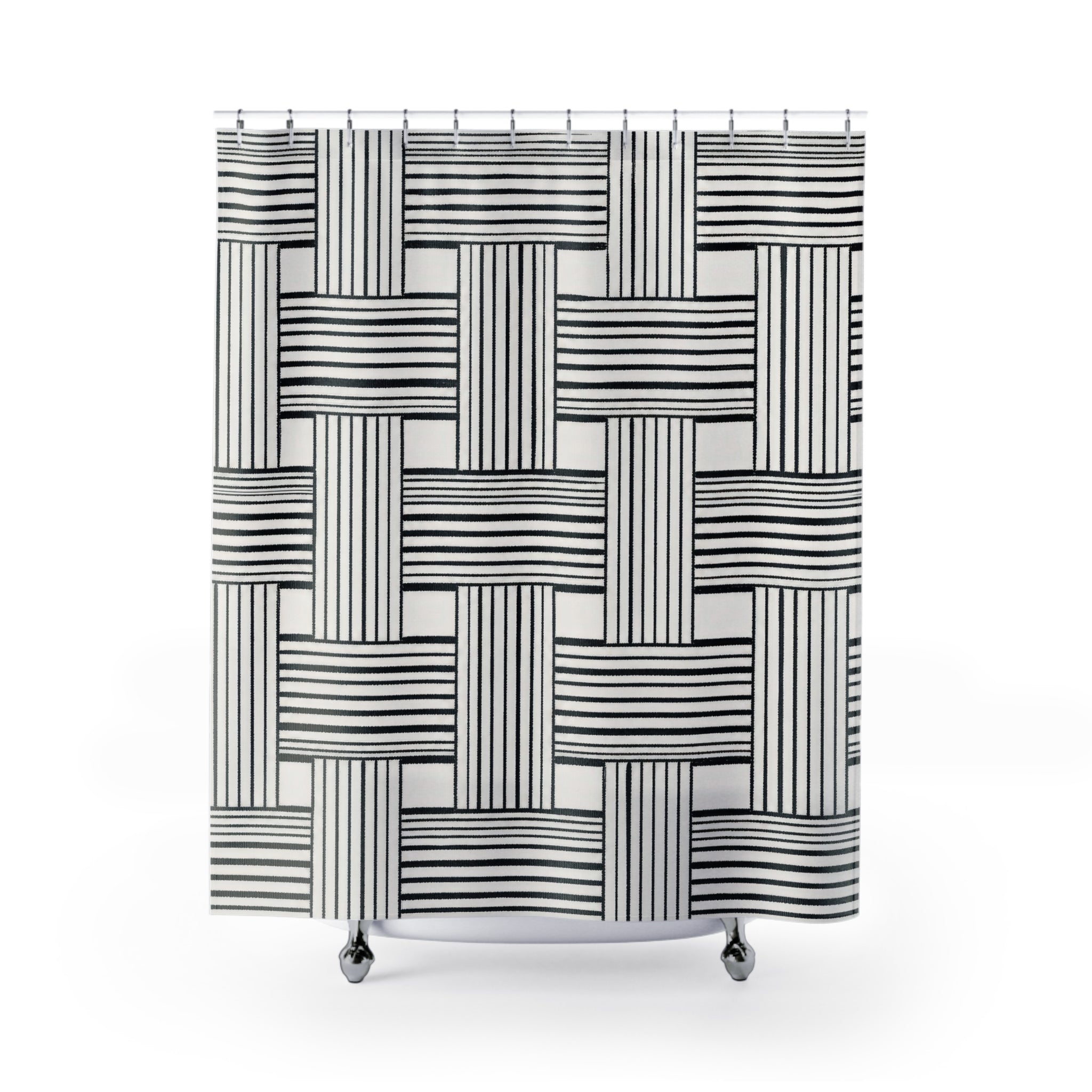 Black White Geometric Shower Curtain
