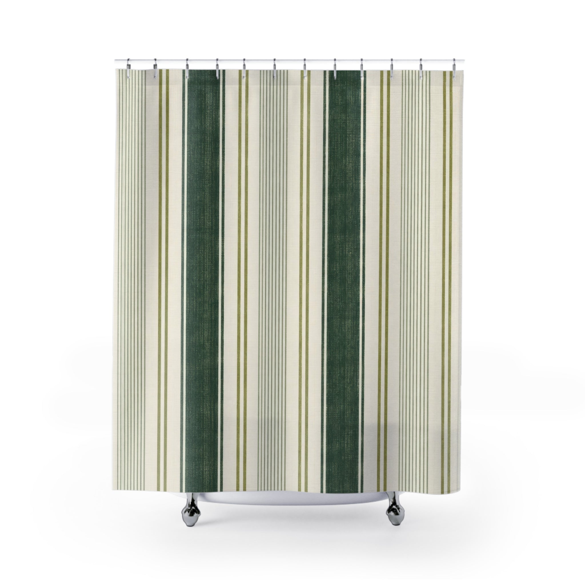 Sage Green Striped Shower Curtain
