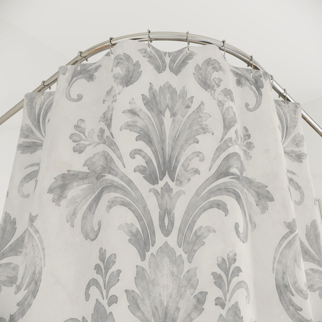 Grey Damask Shower Curtain