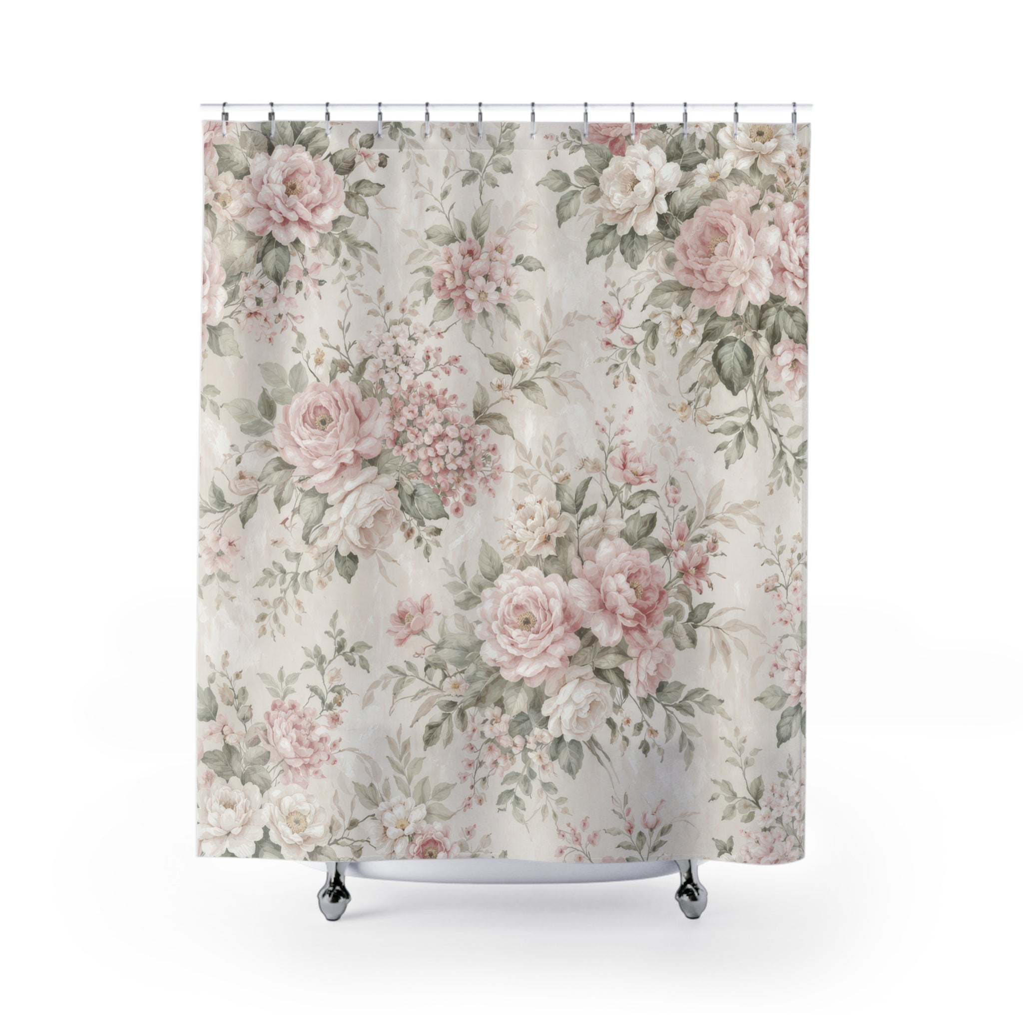 Shabby Chic Rose Shower Curtain – Blush Pink