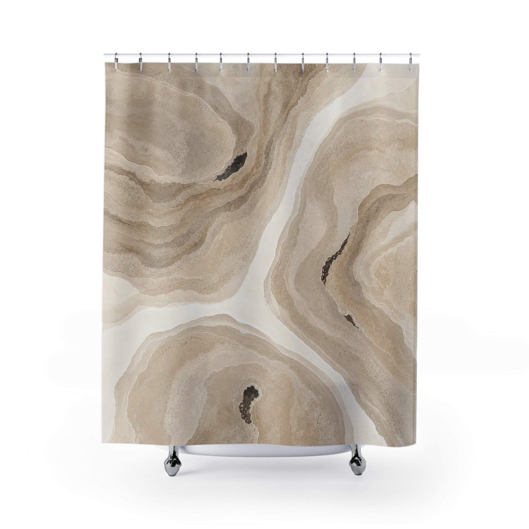 Travertine River Beige Abstract Shower Curtain