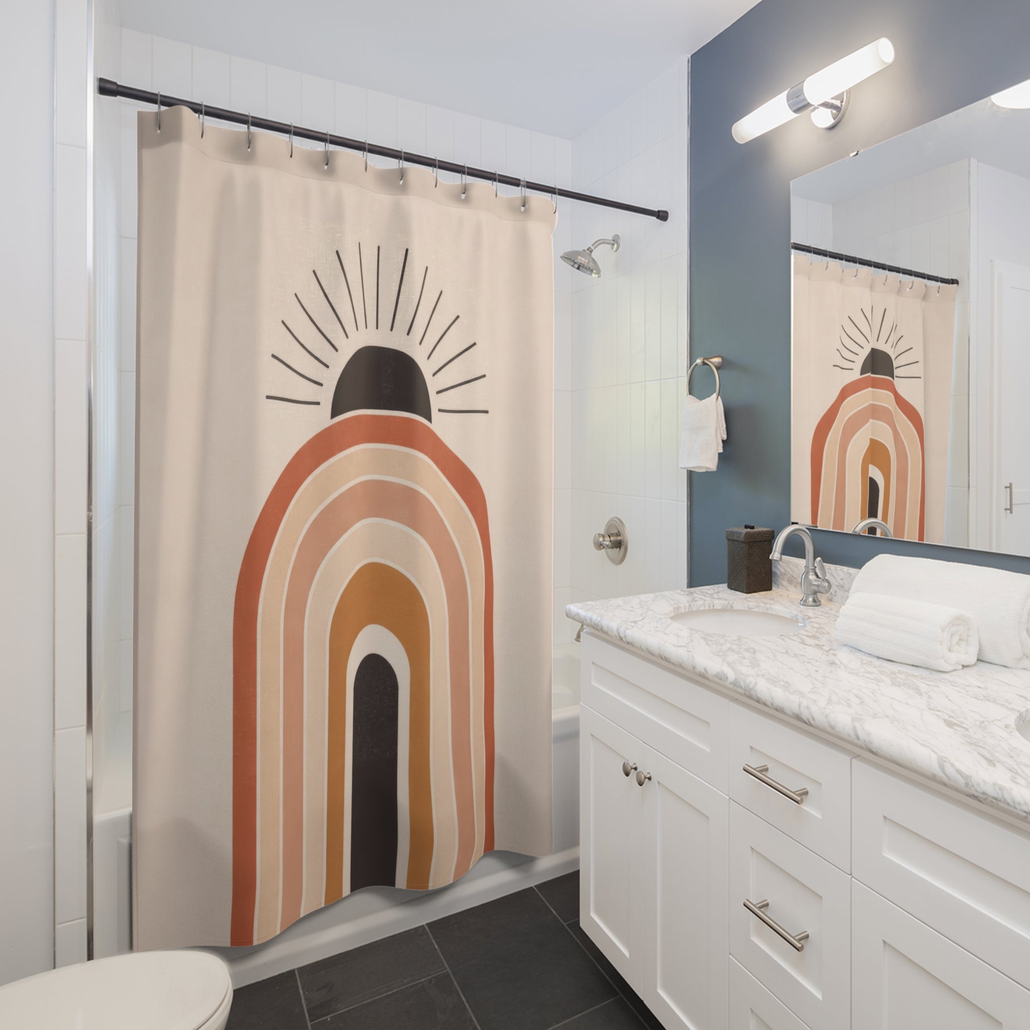 Boho Arch Shower Curtain – Terracotta Beige