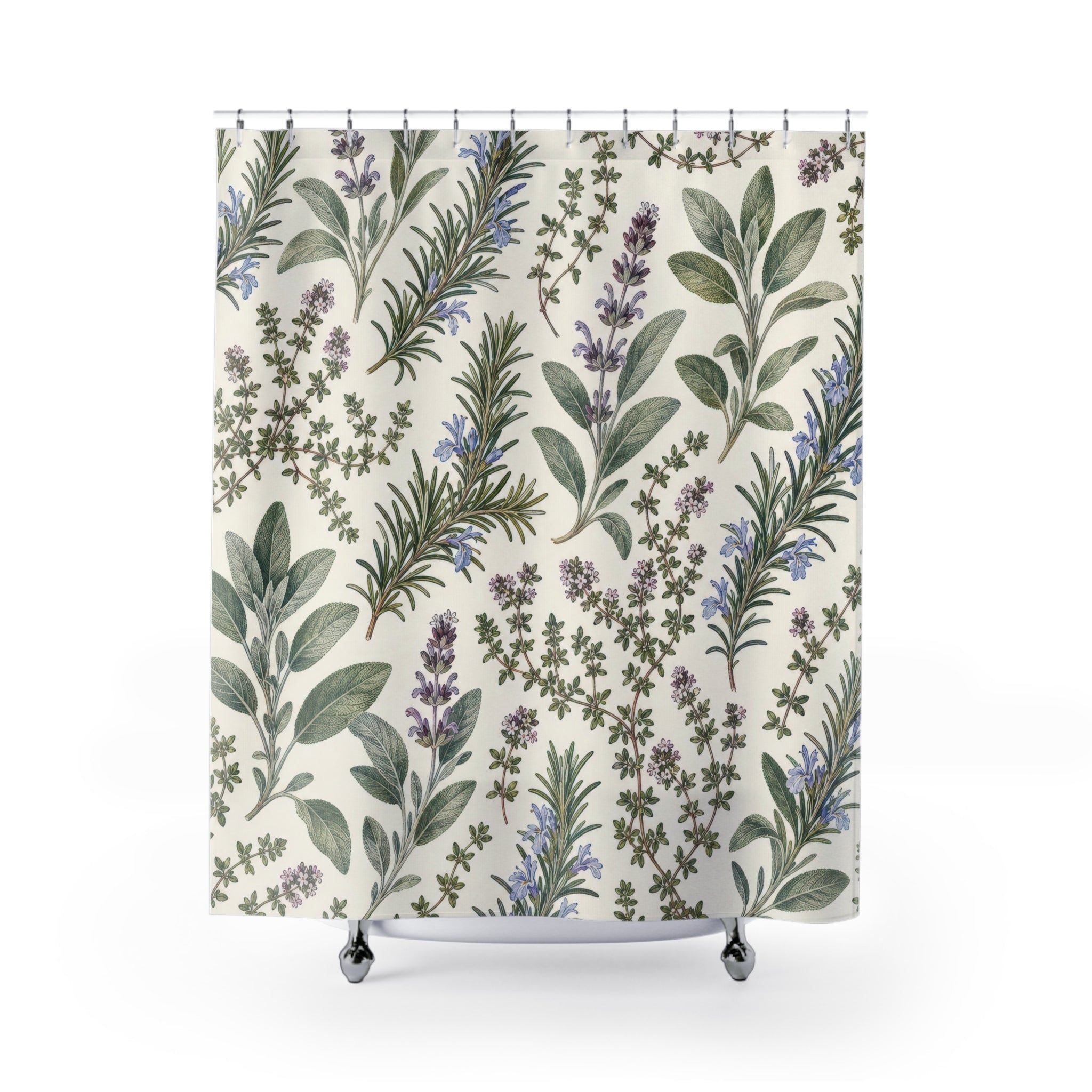 Rosemary Sage Lavender Thyme Plant Print Shower Curtain