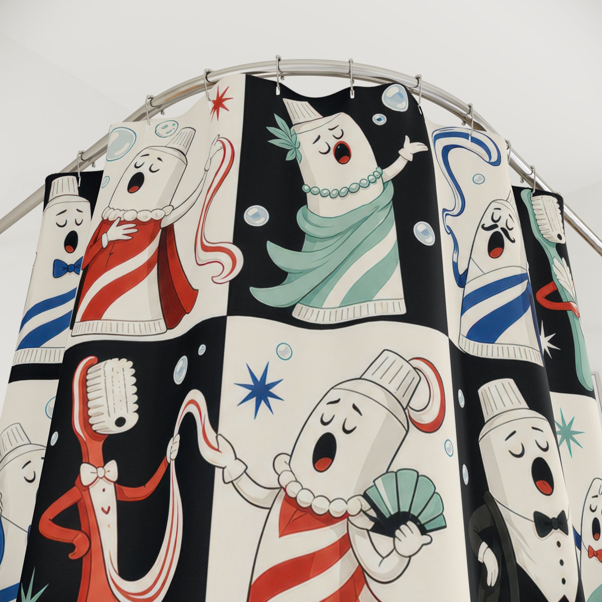 Ghost Toothbrush Shower Cap Shower Curtain