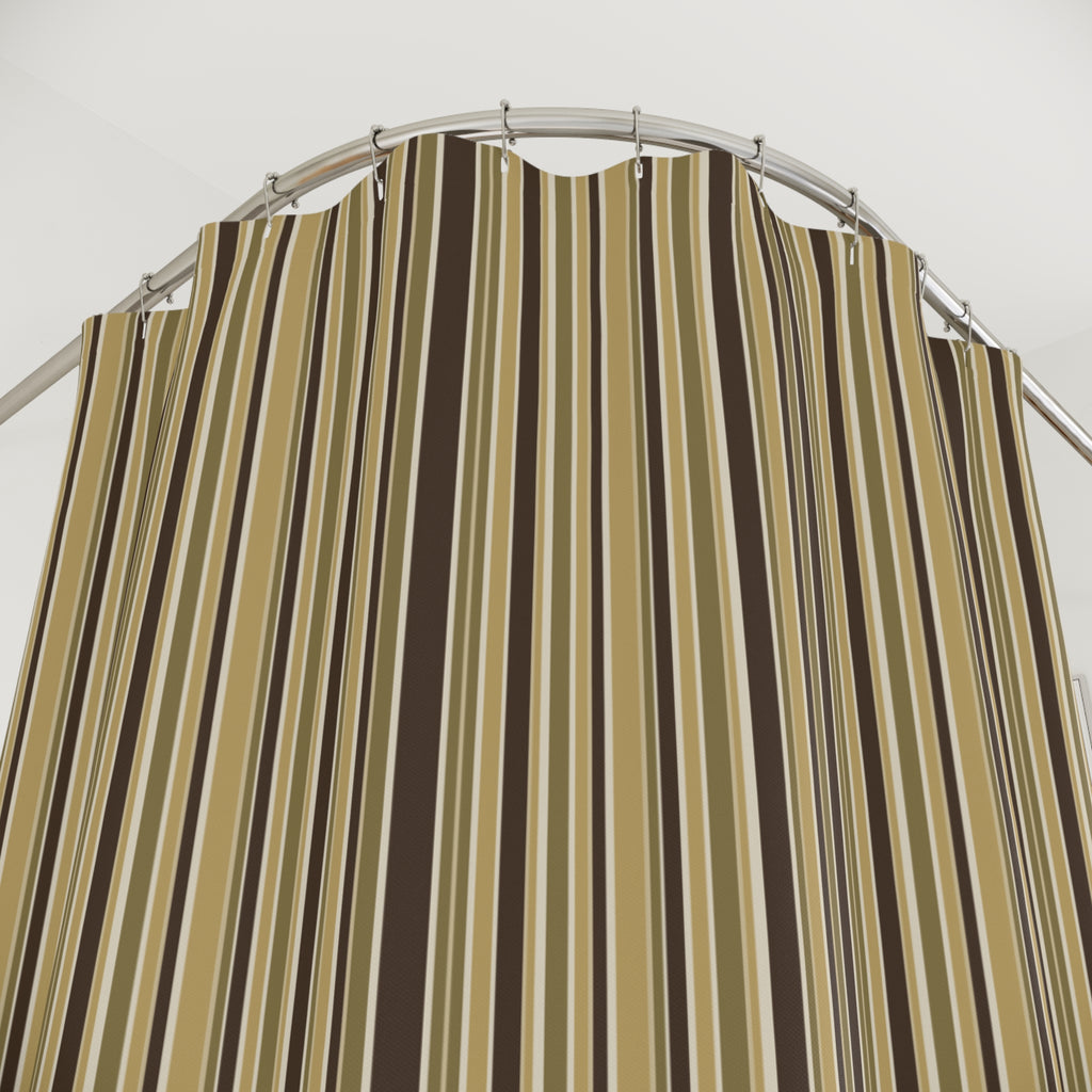 Brown Multi Stripe Shower Curtain — Earth Tones