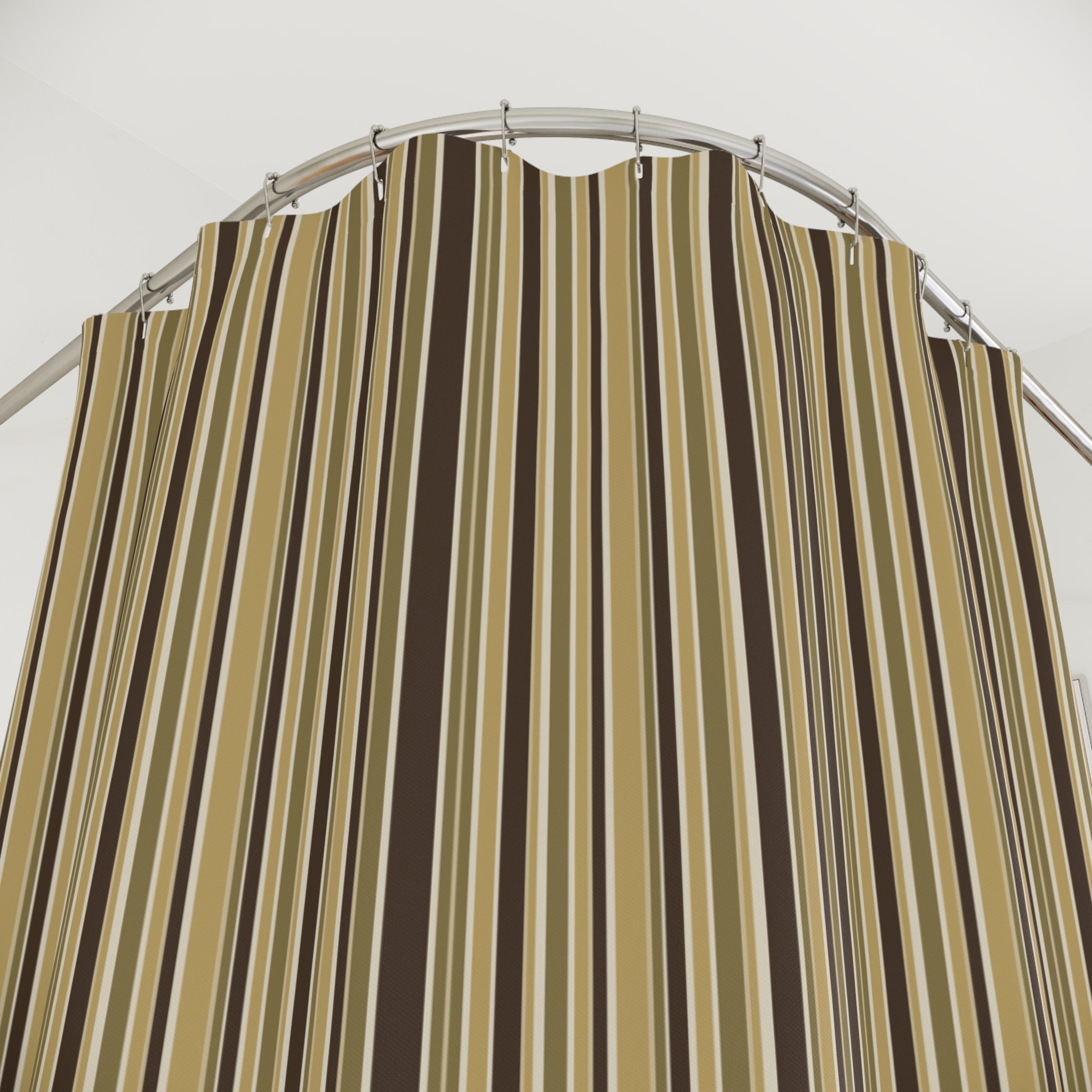 Brown Multi Stripe Shower Curtain — Earth Tones