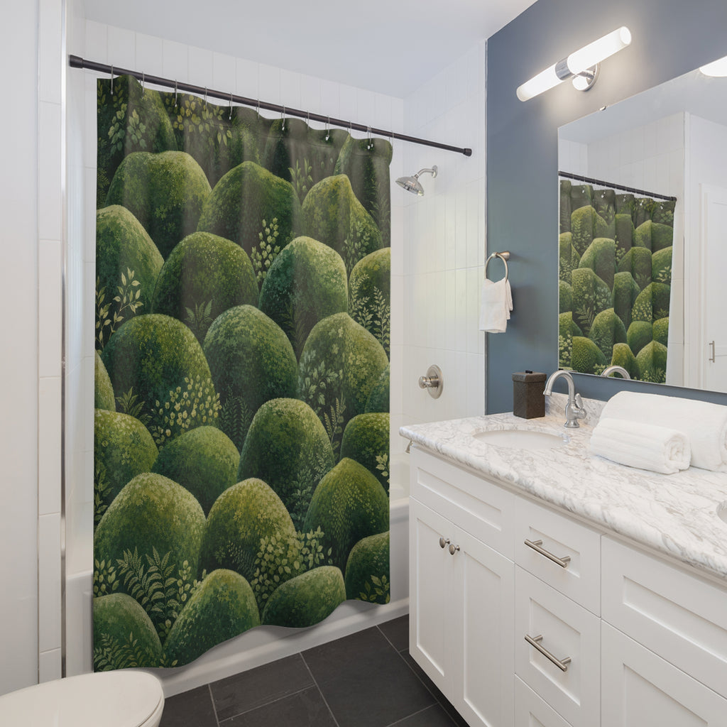 Green Scallop Topiary Shower Curtain