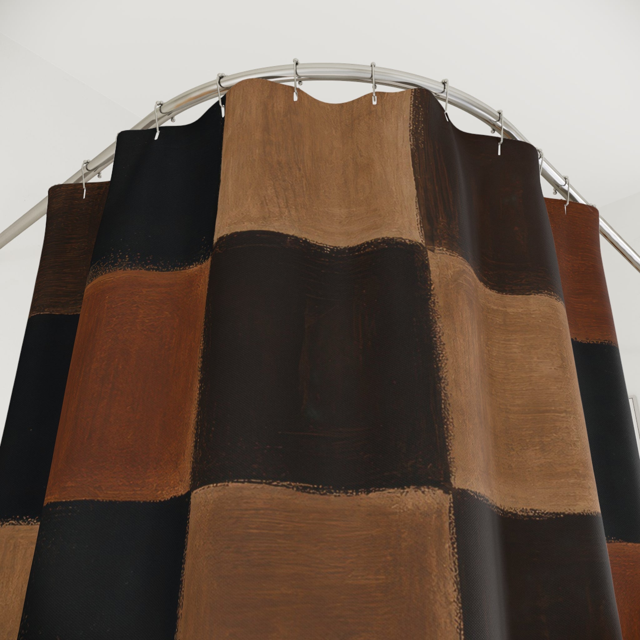 Black Brown Checkerboard Shower Curtain