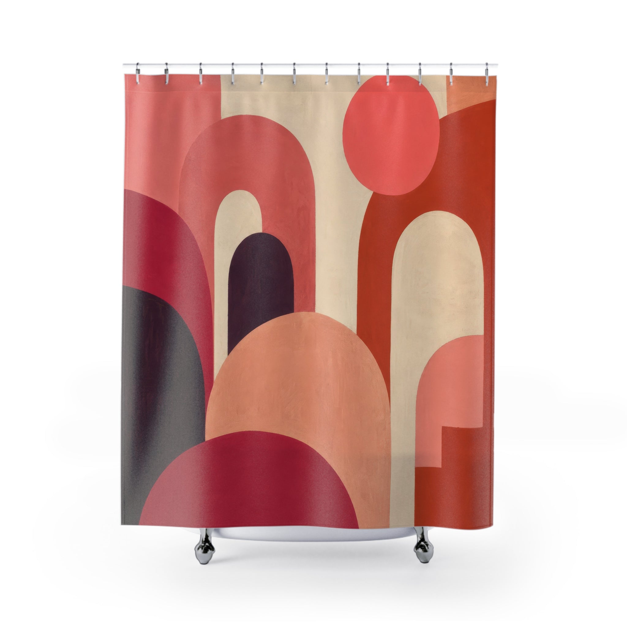 Retro Coral Rose Arch Shower Curtain