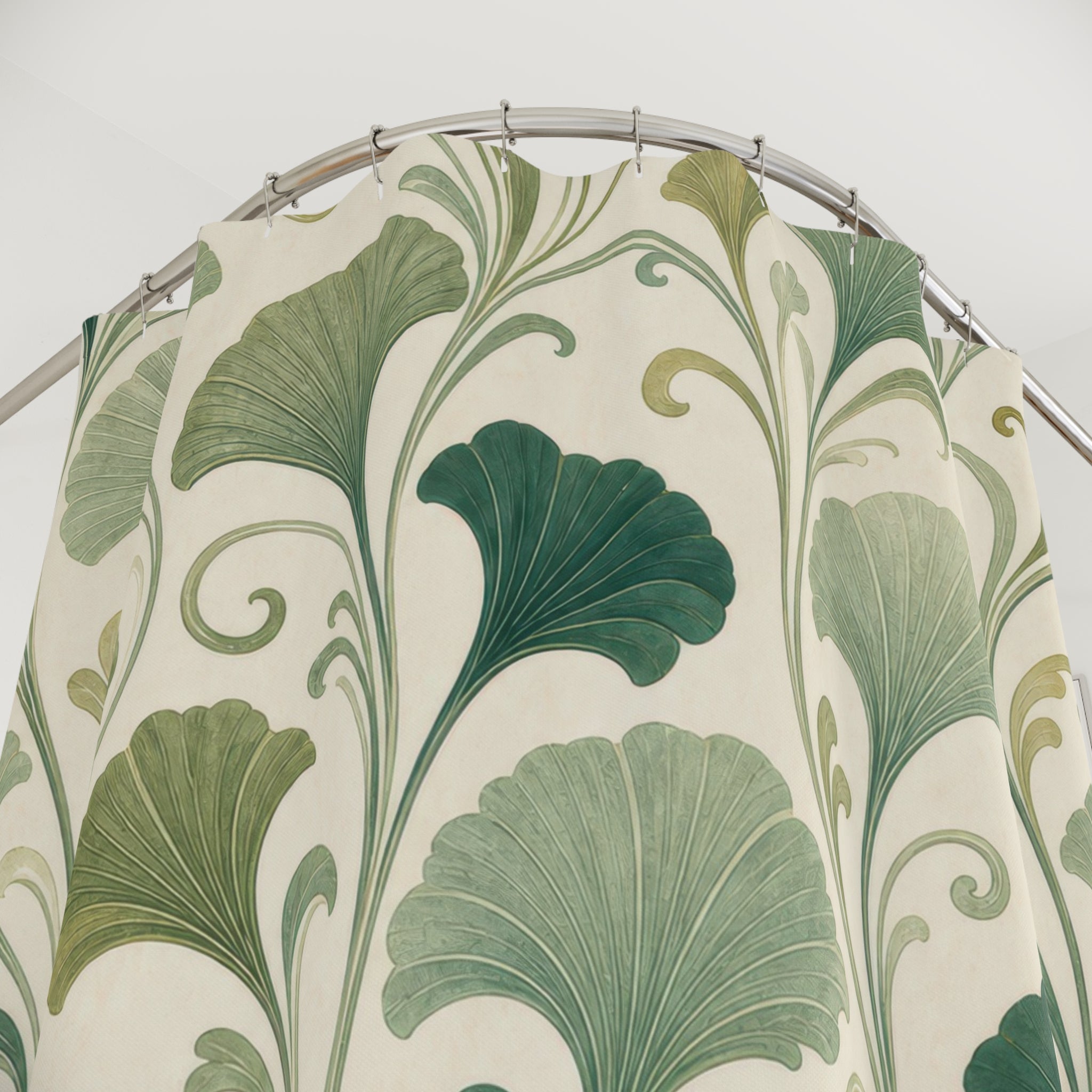Art Nouveau Green Botanical Shower Curtain