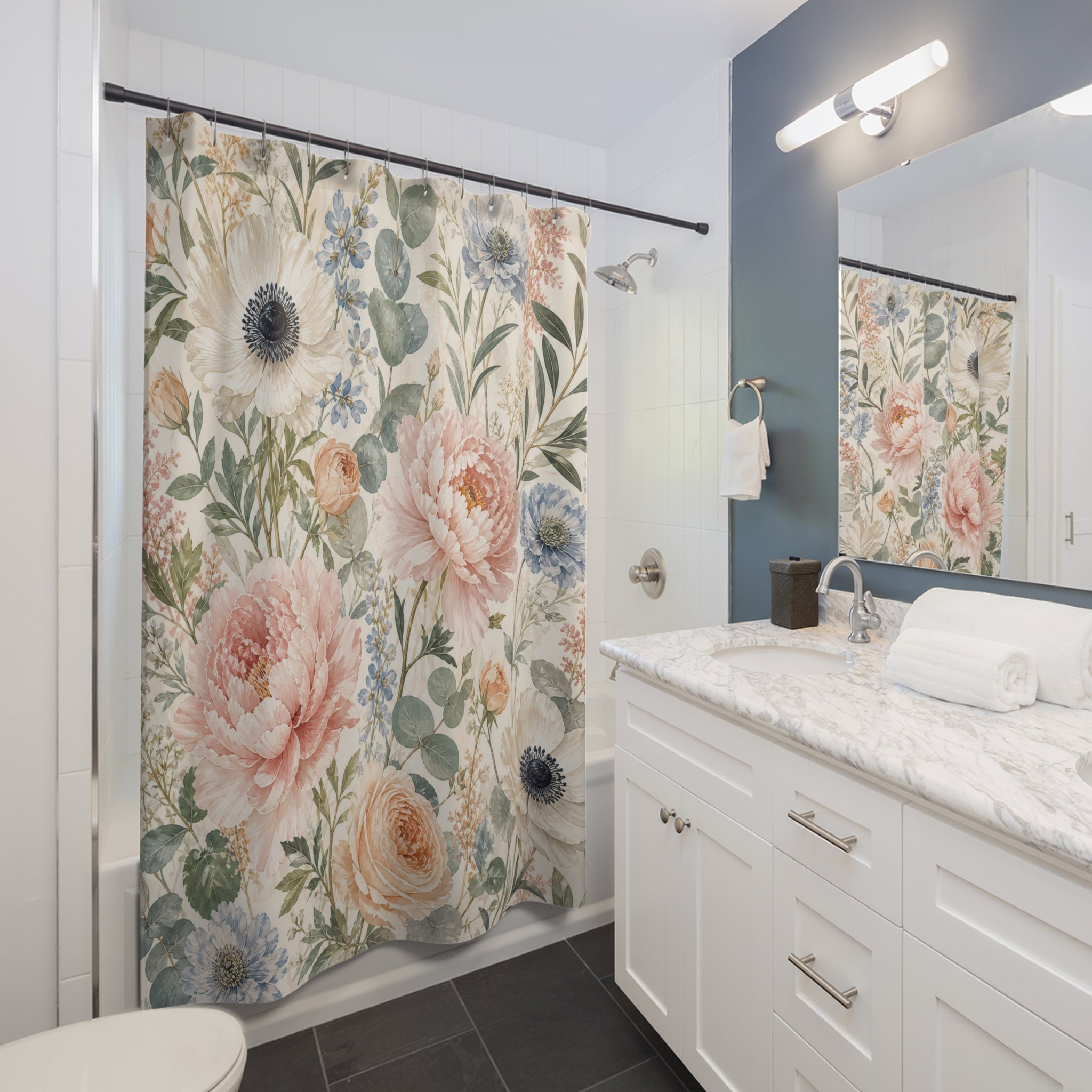 Pastel Rose Garden Shower Curtain