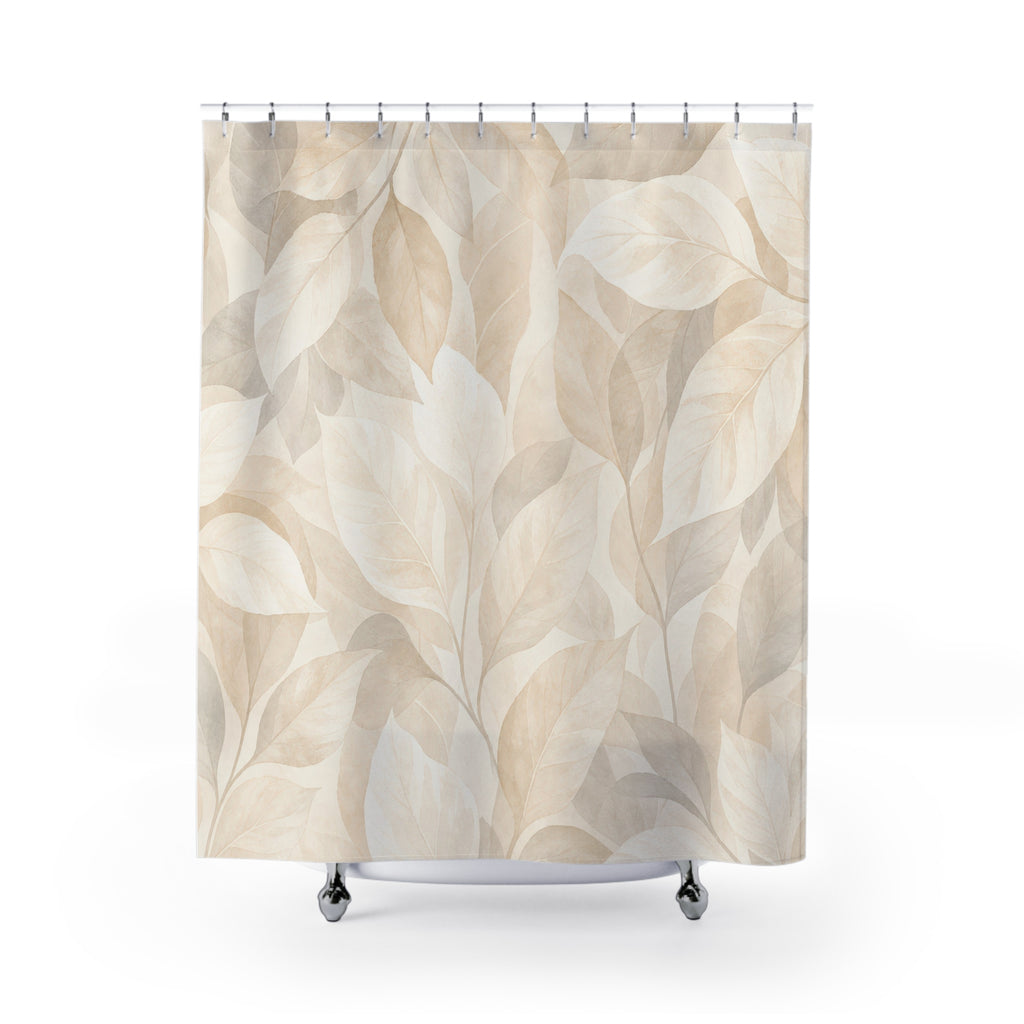 Large Cream Leaf Shower Curtain