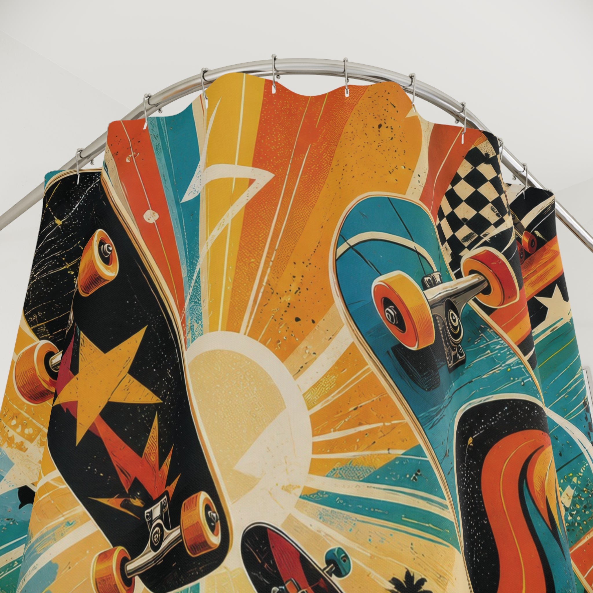 Skateboard Shower Curtain: Colorful Street Sport