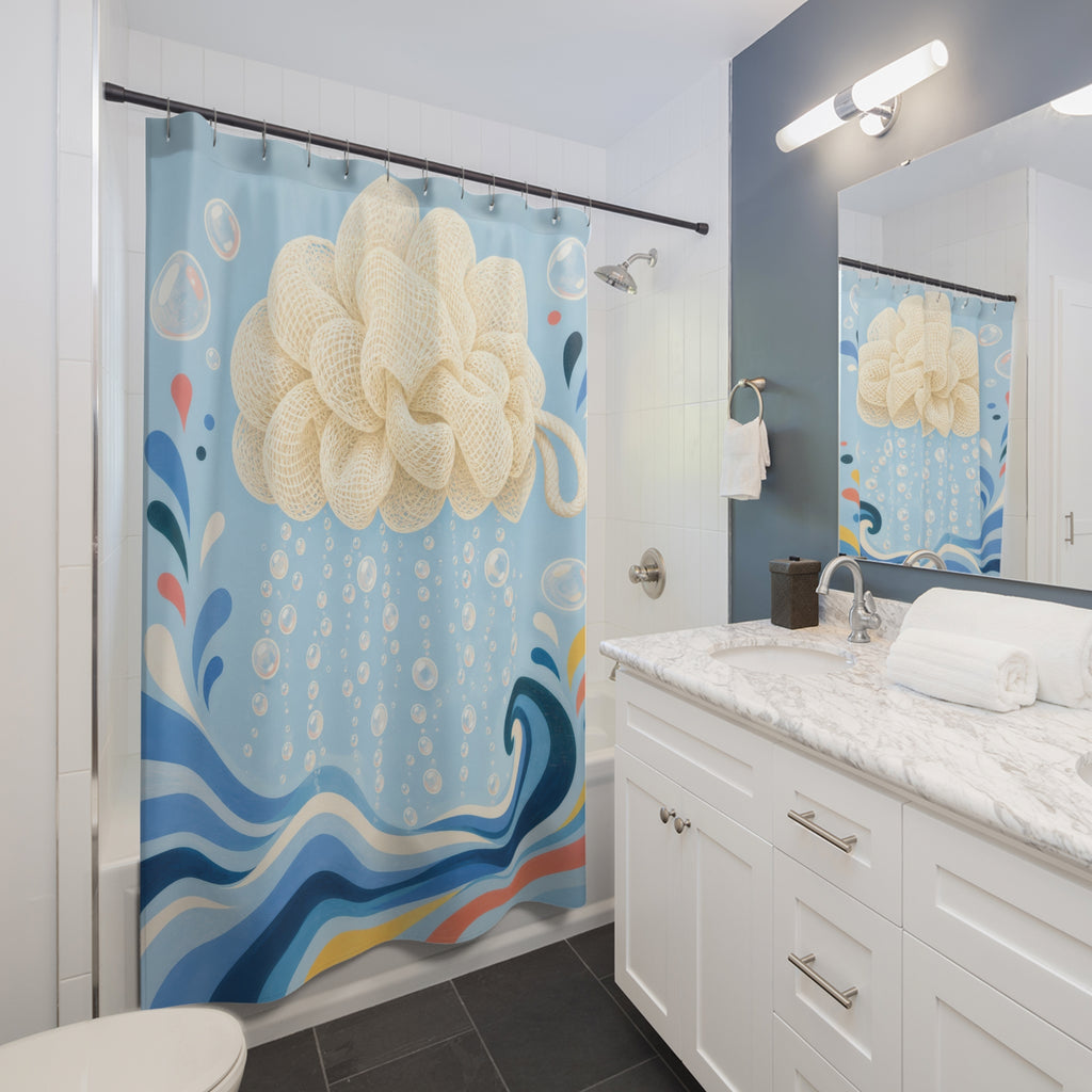 Giant Loofah Wave Shower Curtain