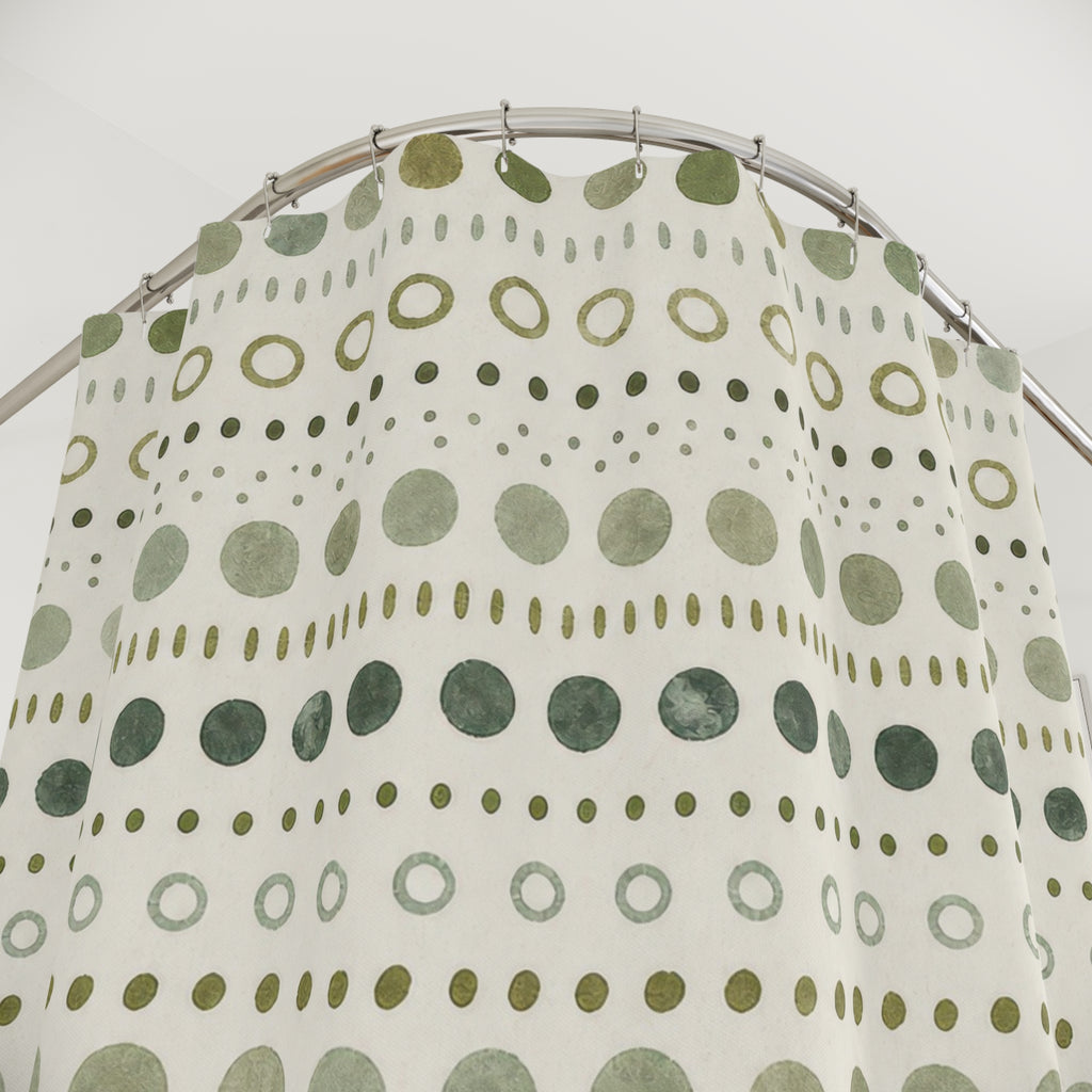Olive Dot Stripe Shower Curtain