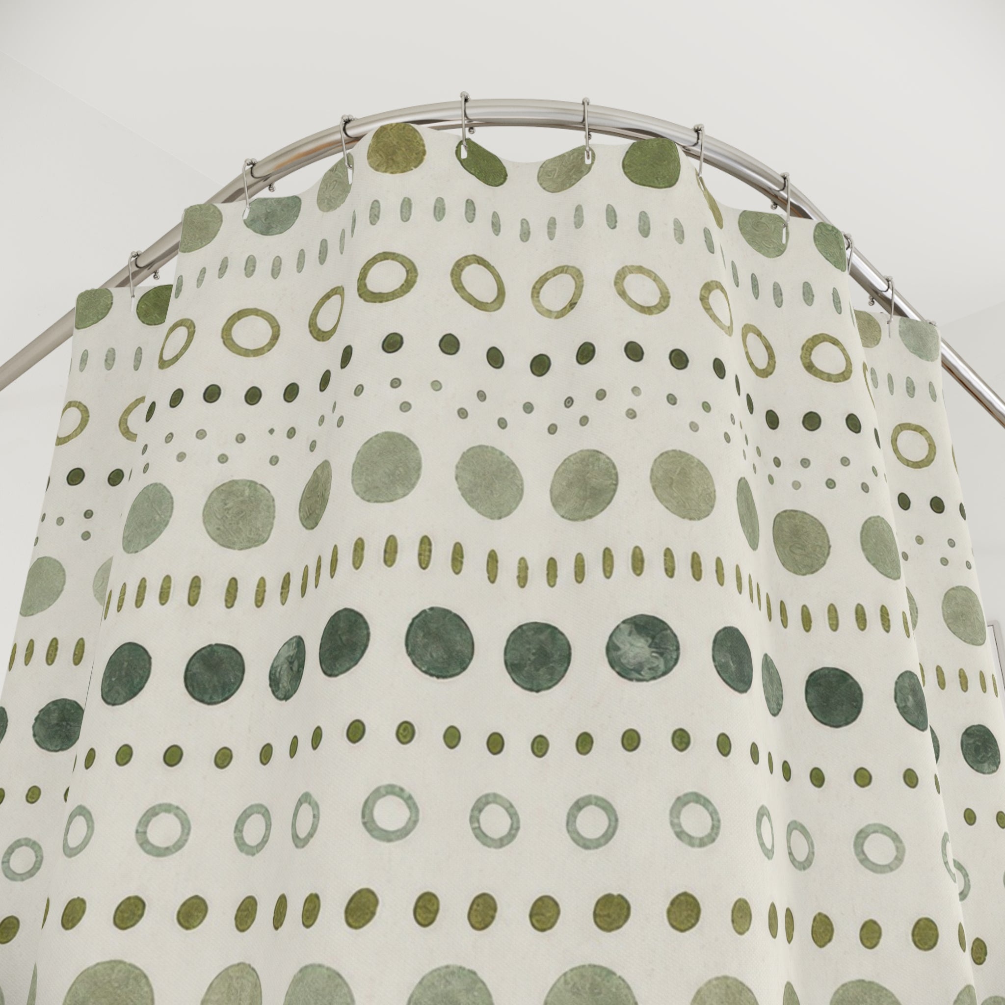 Olive Dot Stripe Shower Curtain