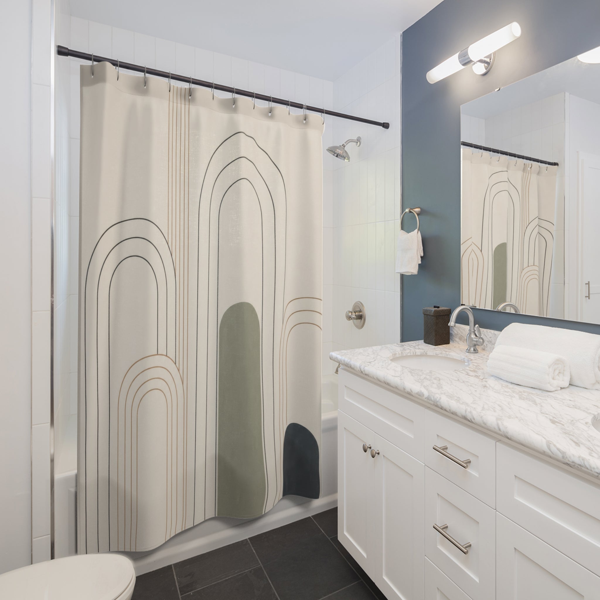 Nested Arch Line Art Shower Curtain