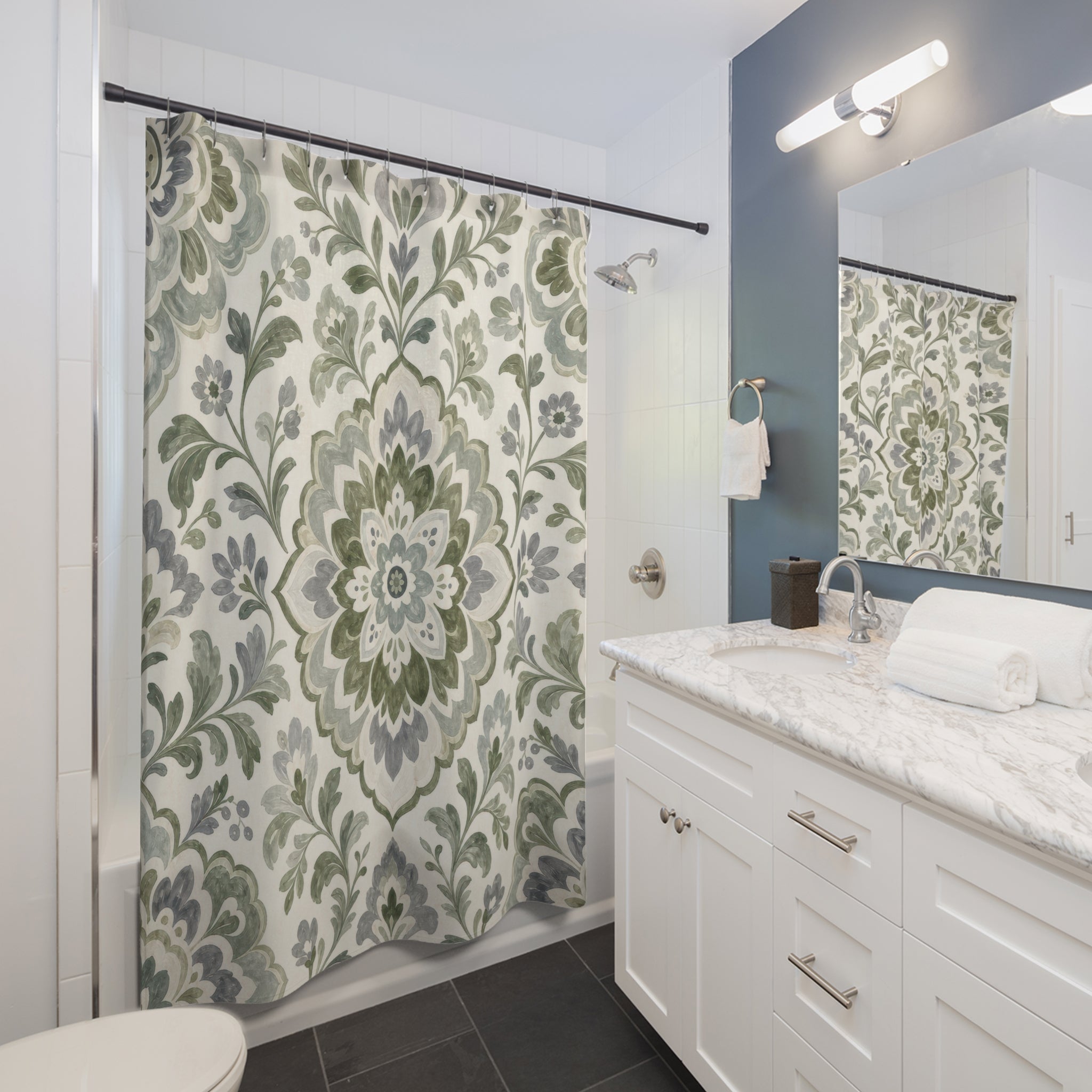 Green Medallion Shower Curtain