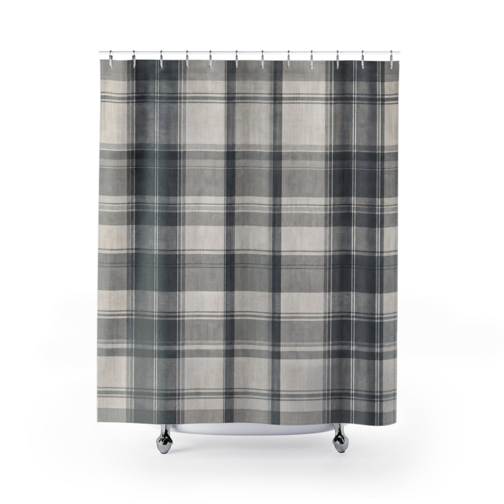 Gray White Check Shower Curtain