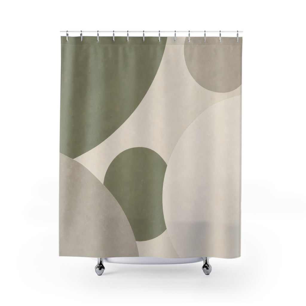 Beige Gray Abstract Sage Green Shower Curtain