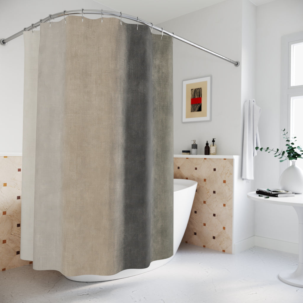 Gray Black Beige Watercolor Gradient Shower Curtain
