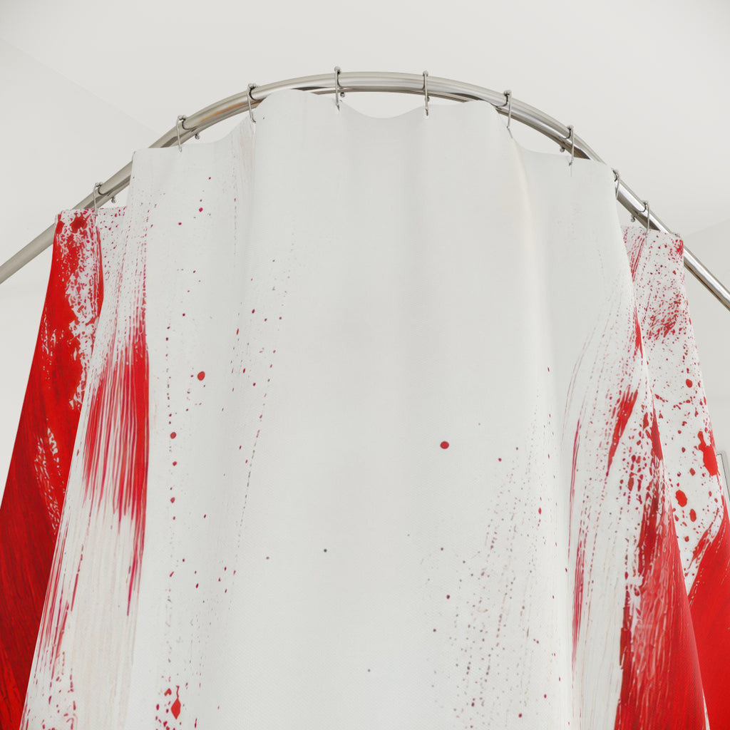 White Abstract Brushstroke Shower Curtain