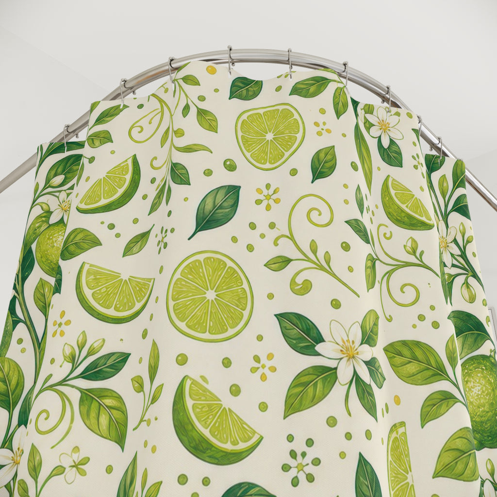 Lime Citrus Green Botanical Shower Curtain