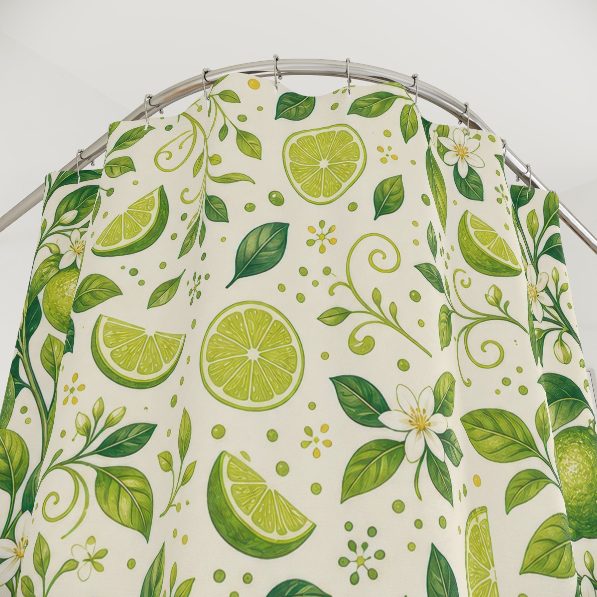 Lime Citrus Green Botanical Shower Curtain