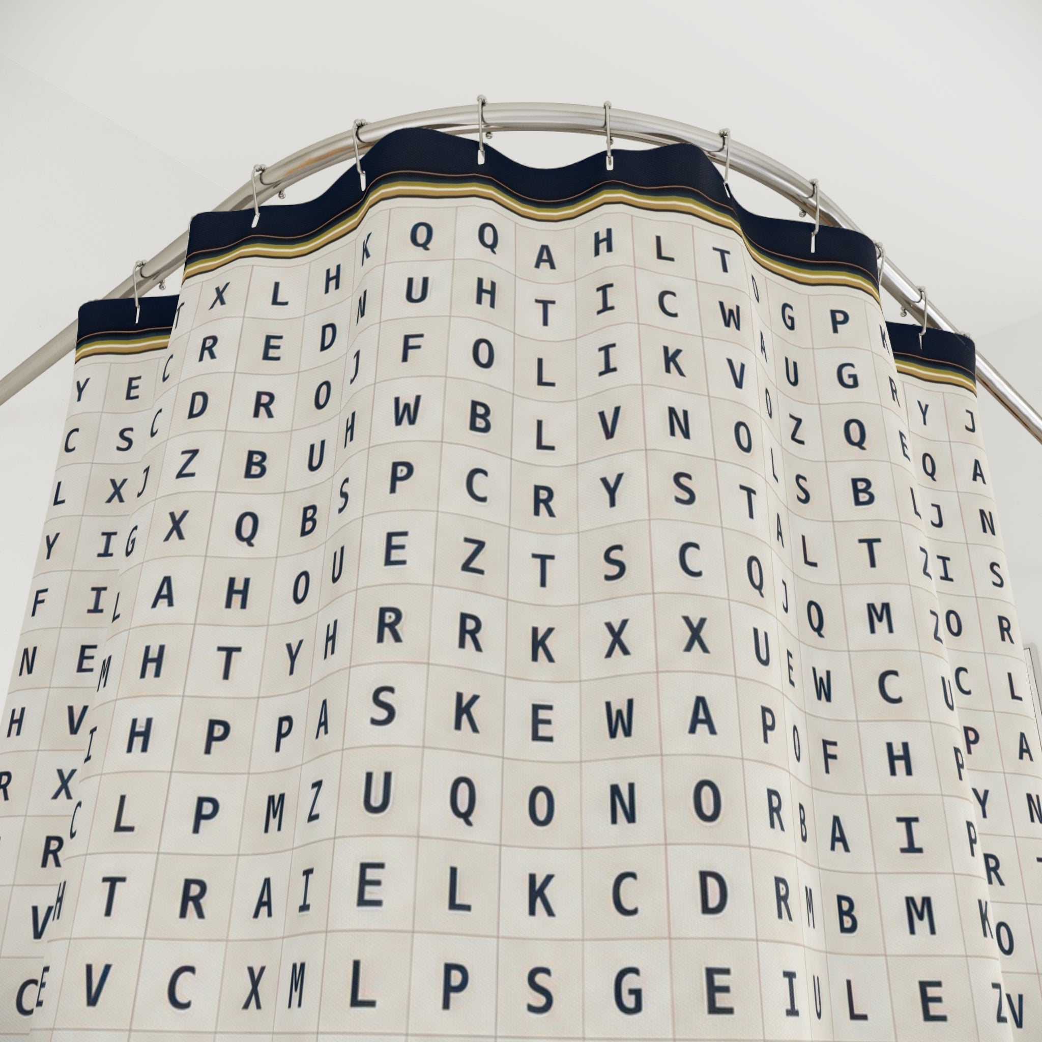 Navy Gold Word Search Shower Curtain