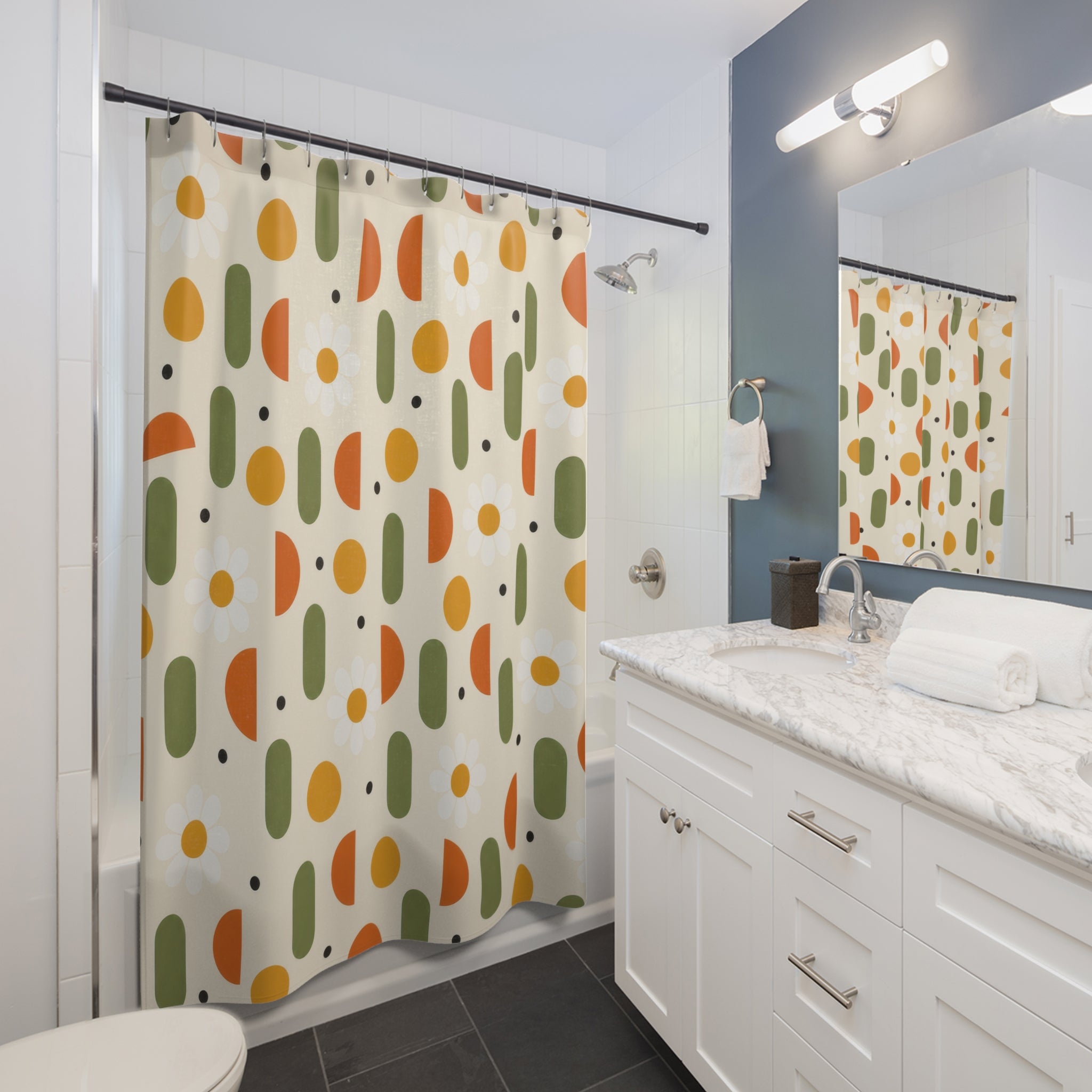 60s Daisy Retro Shower Curtain: 60s Daisy Shower Curtain