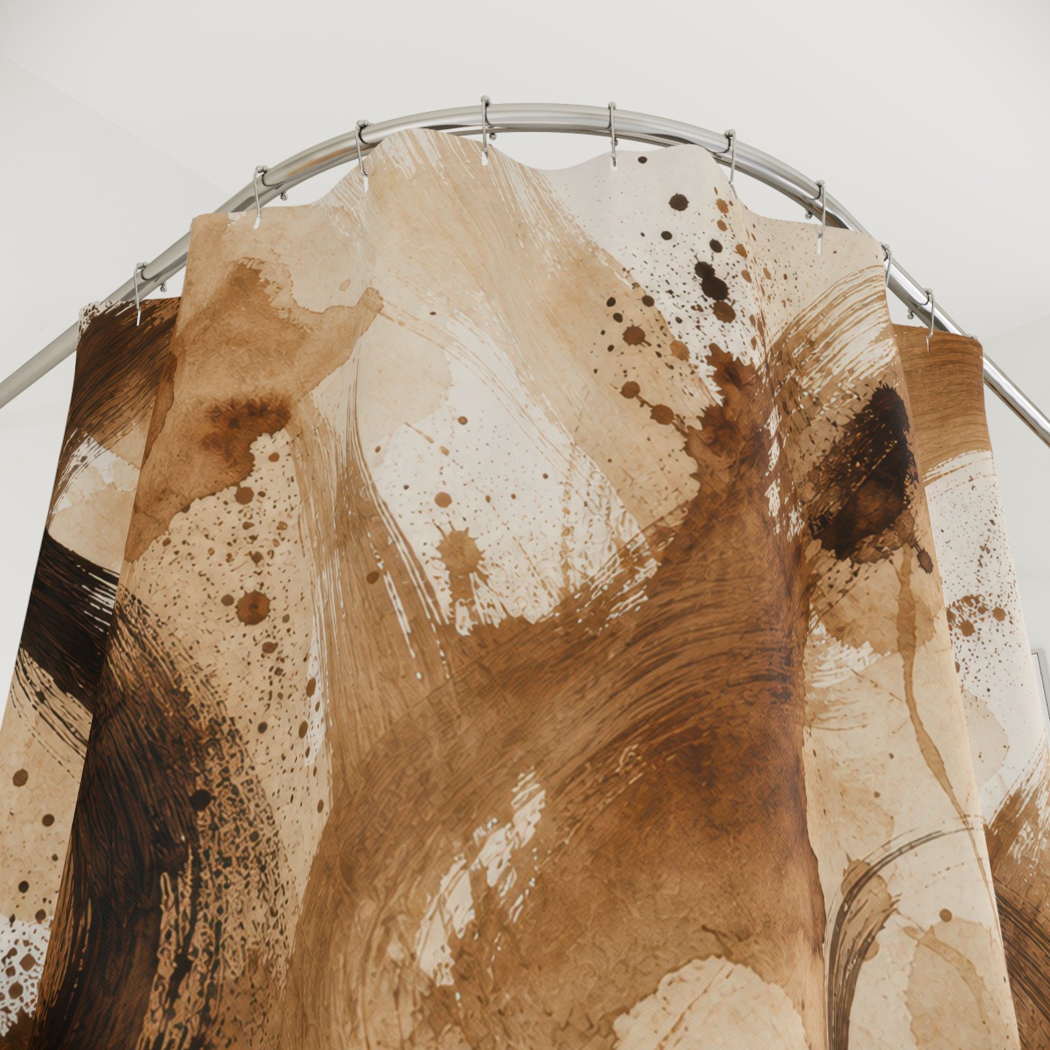 Black Brown Brush Stroke Shower Curtain